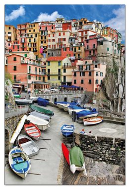 Wallario Wandfolie, Bunter Hafen in Italien, wasserresistent, geeignet für Bad und Dusche