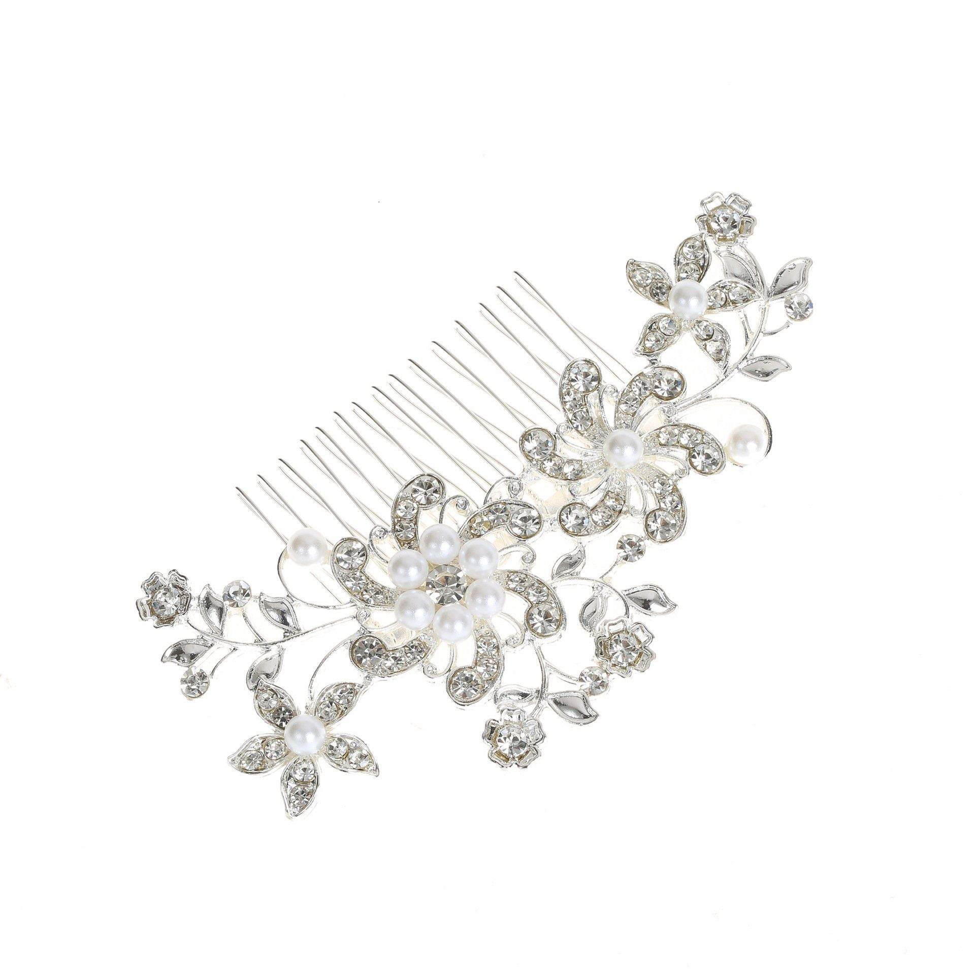 Scheiffy Diadem 1,Silber)« Kristall-Haarkamm«Brauthaarkamm(Stil (1-tlg) Blumenblatt