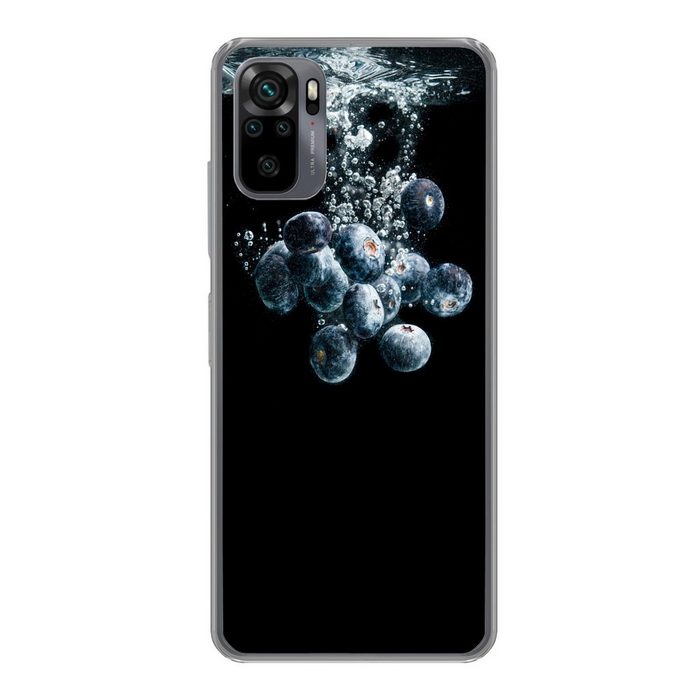 MuchoWow Handyhülle Blaubeeren - Obst - Beeren - Stillleben - Wasser - Schwarz Phone Case Handyhülle Xiaomi Redmi Note 10 Silikon Schutzhülle