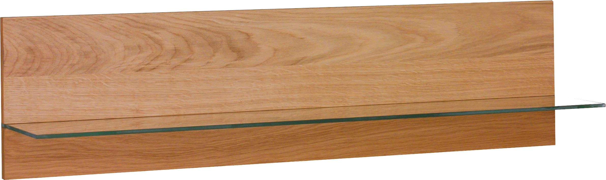 Home affaire Wandregal Wandregal B:122,5 cm, mit Glasablageboden, Korpus eiche furnier, 1-tlg., individuell in den verschiedensten Wohnbereichen einsetzbar.