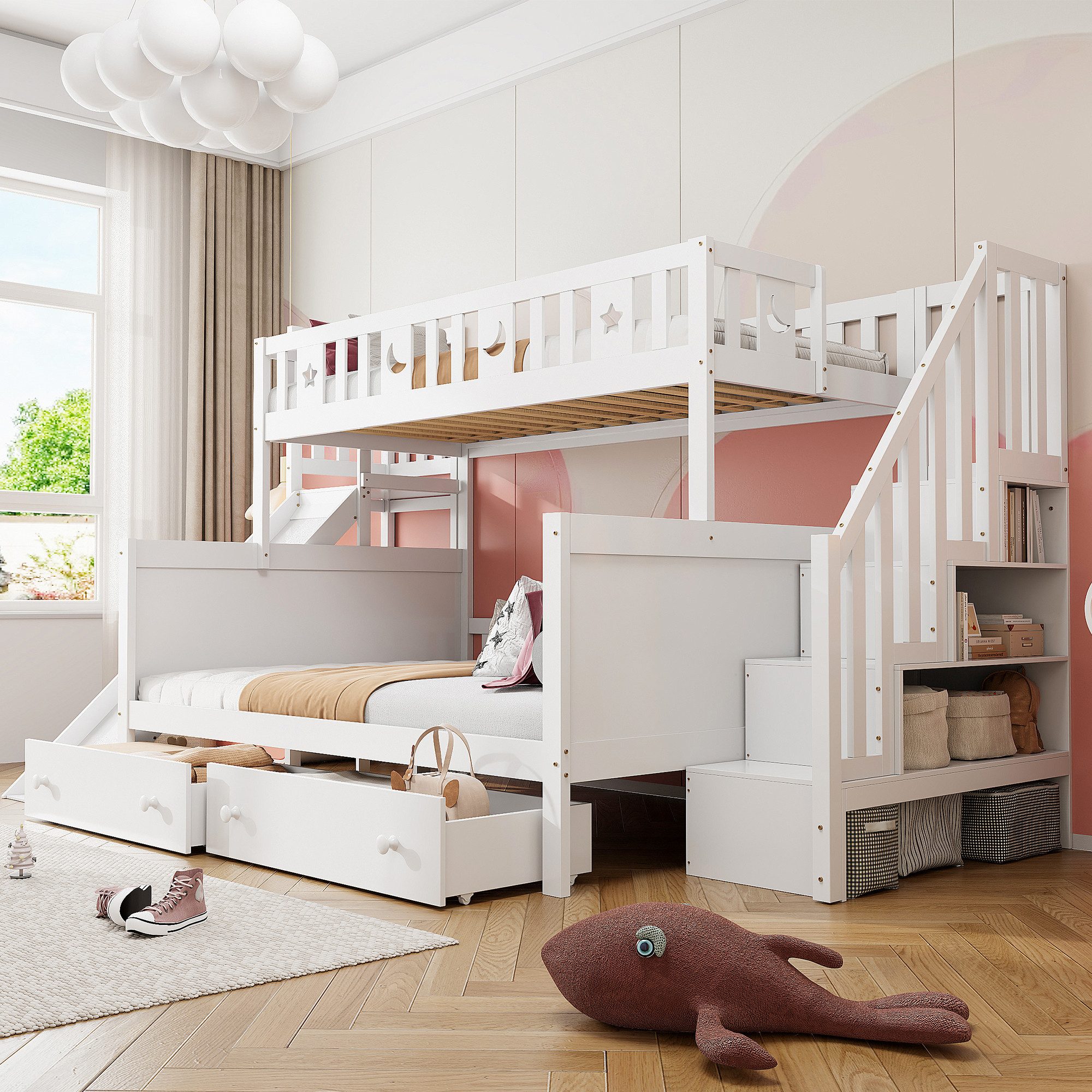 Odikalo Etagenbett Kinderbett 90x200 140x200 mit Rutsche & Stauraum (Kinder günstig online kaufen