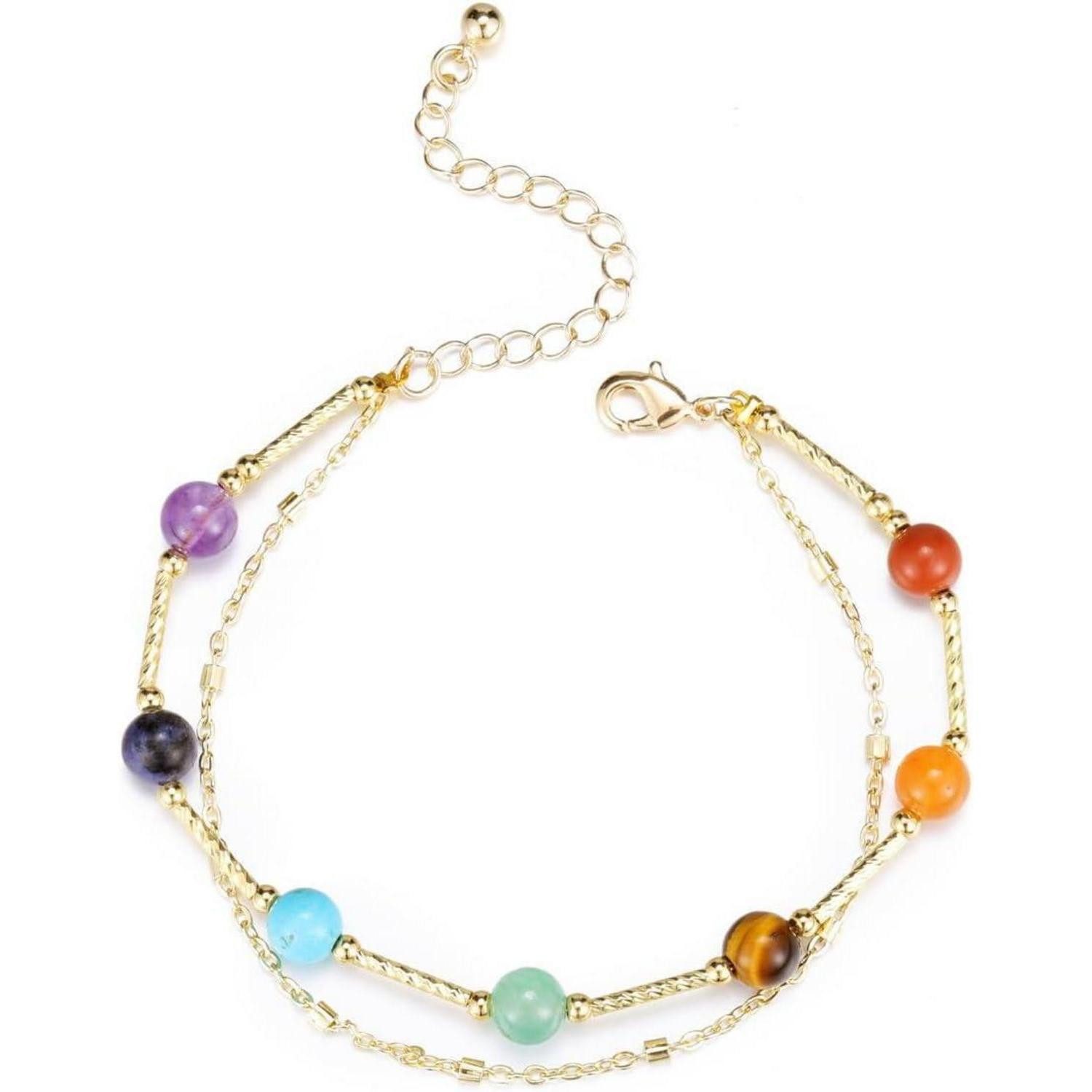LuxusKollektion Armband Chakra Armband 7 Schmucksteine Partnerarmbänder einstellbar Yoga