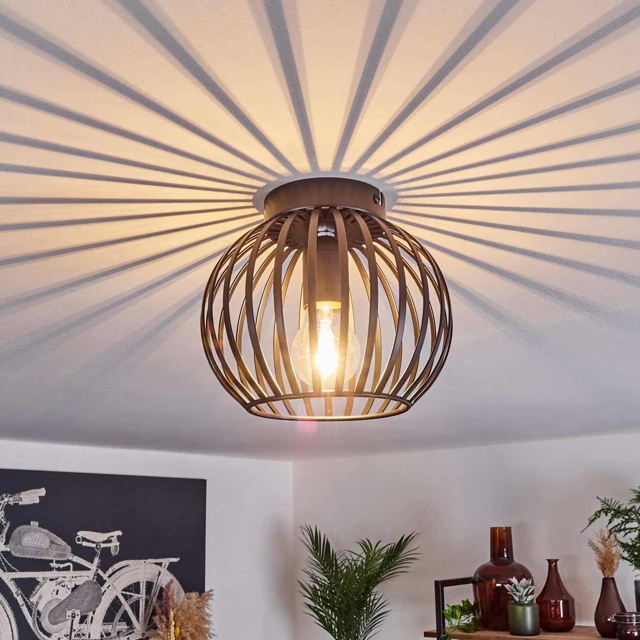 Schwarz, hofstein ø20cm, Deckenlampe Leuchtmittel, im Metall aus moderne 1xE27 Leuchte mit ohne Lichteffekt, »Aidone« in modernen Deckenleuchte Design