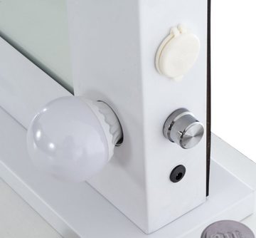 CLP Schminkspiegel Visalia, LED, dimmbar, USB-Port, Wandaufhängung