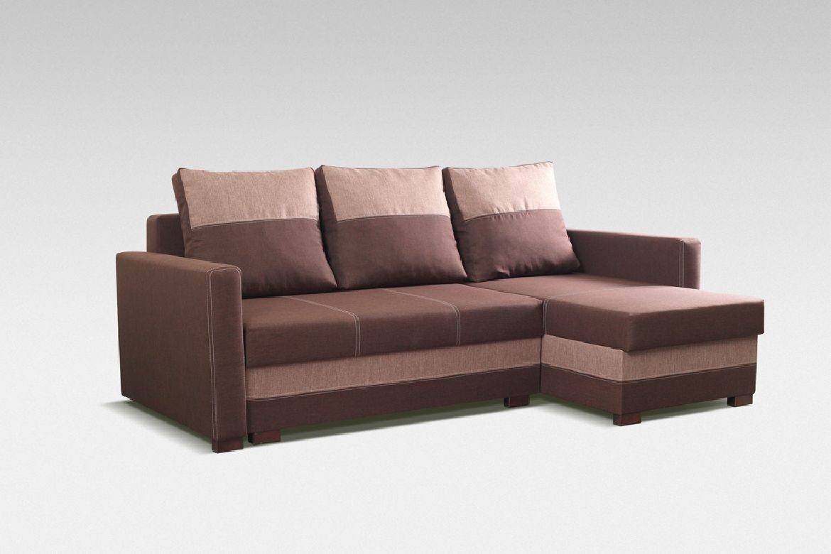 JVmoebel Ecksofa L-Form Sofa Designer mit Bettfunktion Wohnlandschaft Schlafsofa, Mit Bettfunktion Beige/Braun