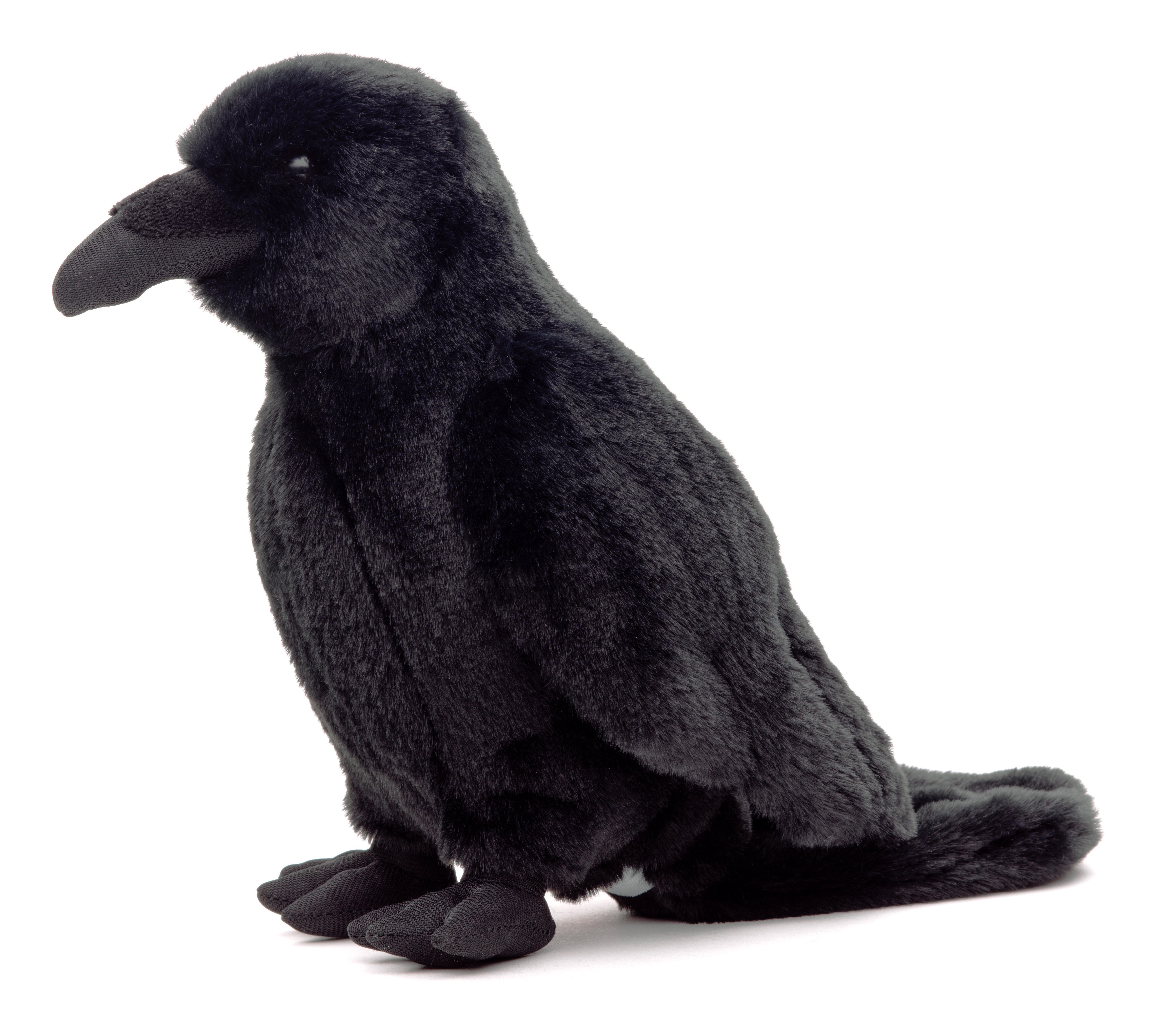 (Höhe) 23 Kuscheltier 100 Füllmaterial Uni-Toys cm - Plüschtier, Krähe - % recyceltes zu Rabe schwarz Plüsch-Vogel, -