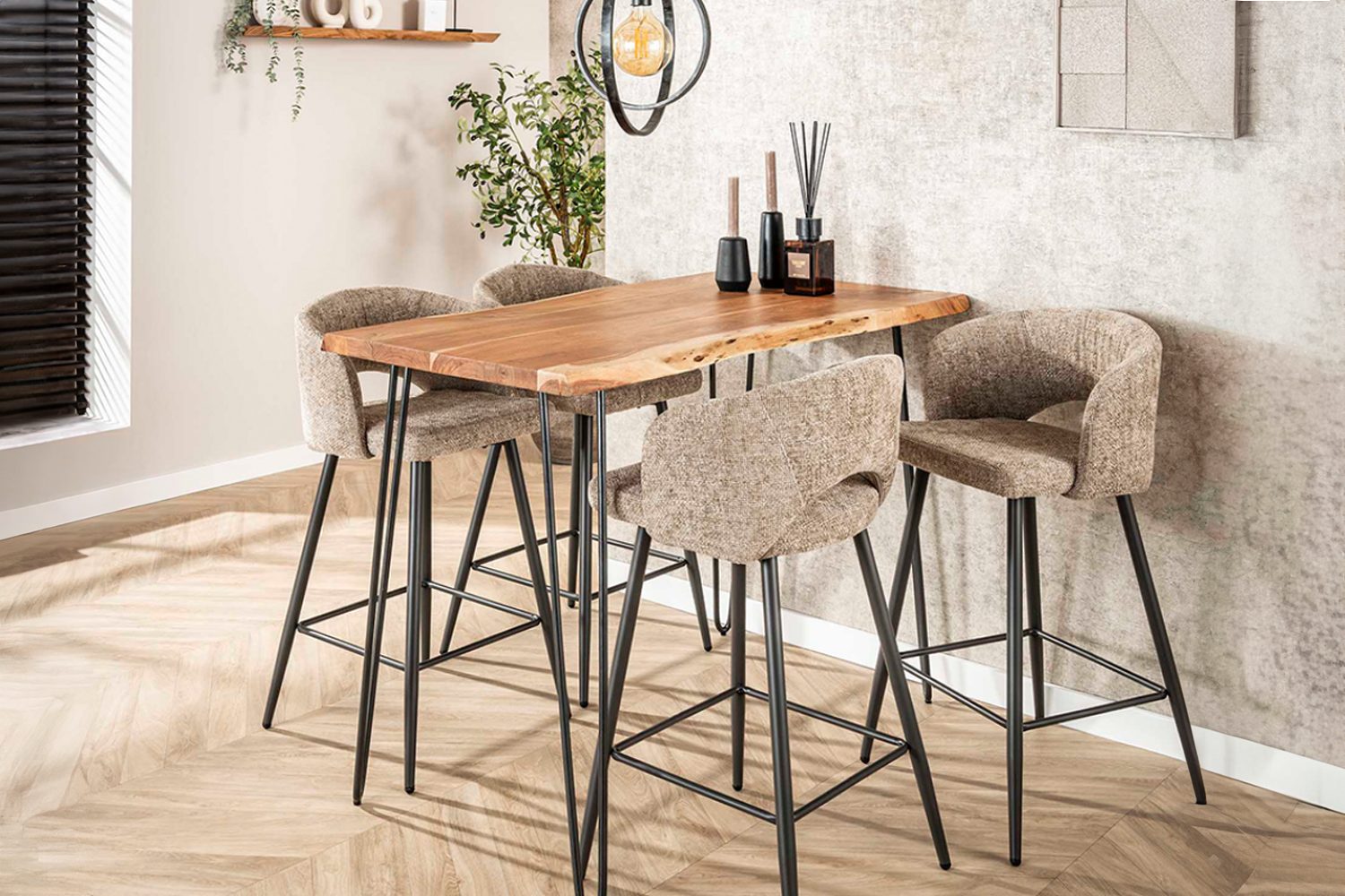 KAWOLA Stehtisch ERGEA, Stehtisch Baumkante Akazie massiv natur 130x70 cm