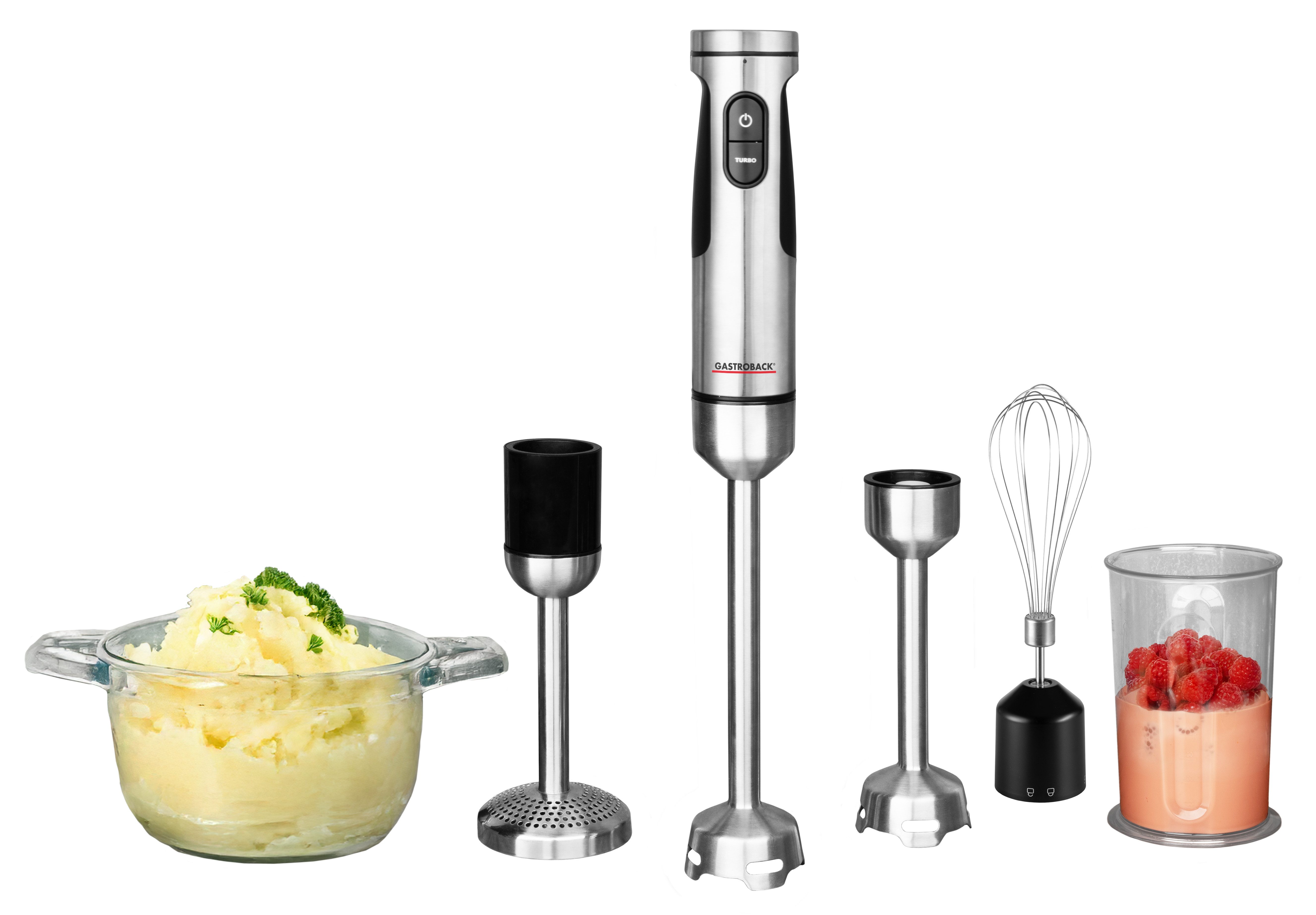 Gastroback Stabmixer Powermix Stabmixer Professional 1.500W, 1500 W, inkl. 5-teiligem Zubehör