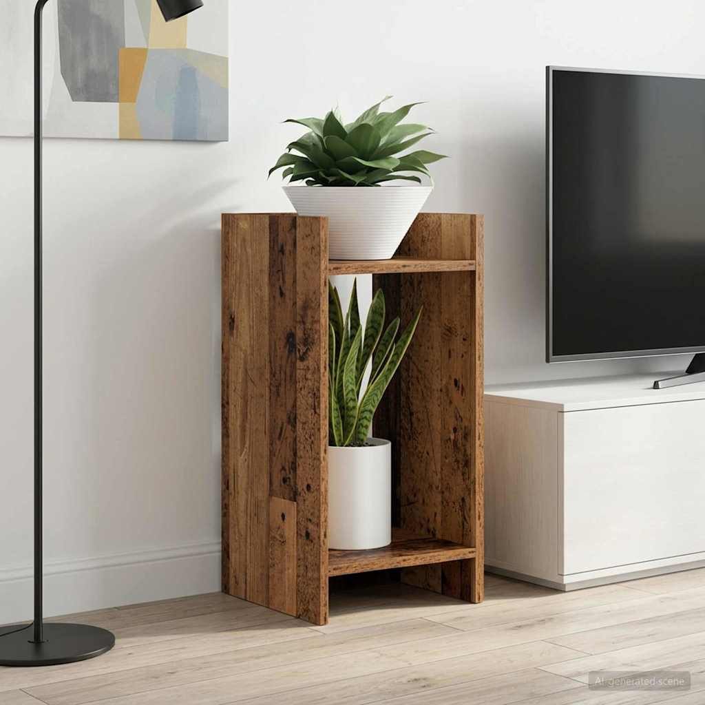 vidaXL Blumenständer Pflanzenständer mit Regal Altholz 30 x 30 x 60 cm Holzwerkstoff (1 St)
