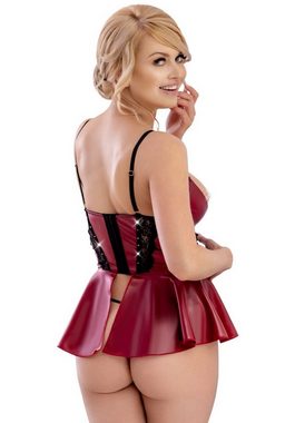 Abierta Fina Set: Bügel-BH Deluxe Dessous Set im Mattlook mit feiner Spitze - rot, schwarz