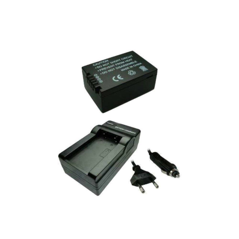 Trade-Shop 2in1 Set passend für Panasonic Lumix DMC-FZ62 FZ72 FZ82 Ladegerät + Kamera-Akku Li-Ion 1200 mAh (7,4 V), Für 220V Steckdose und 12V/24V Kfz Zigarettenanzünder