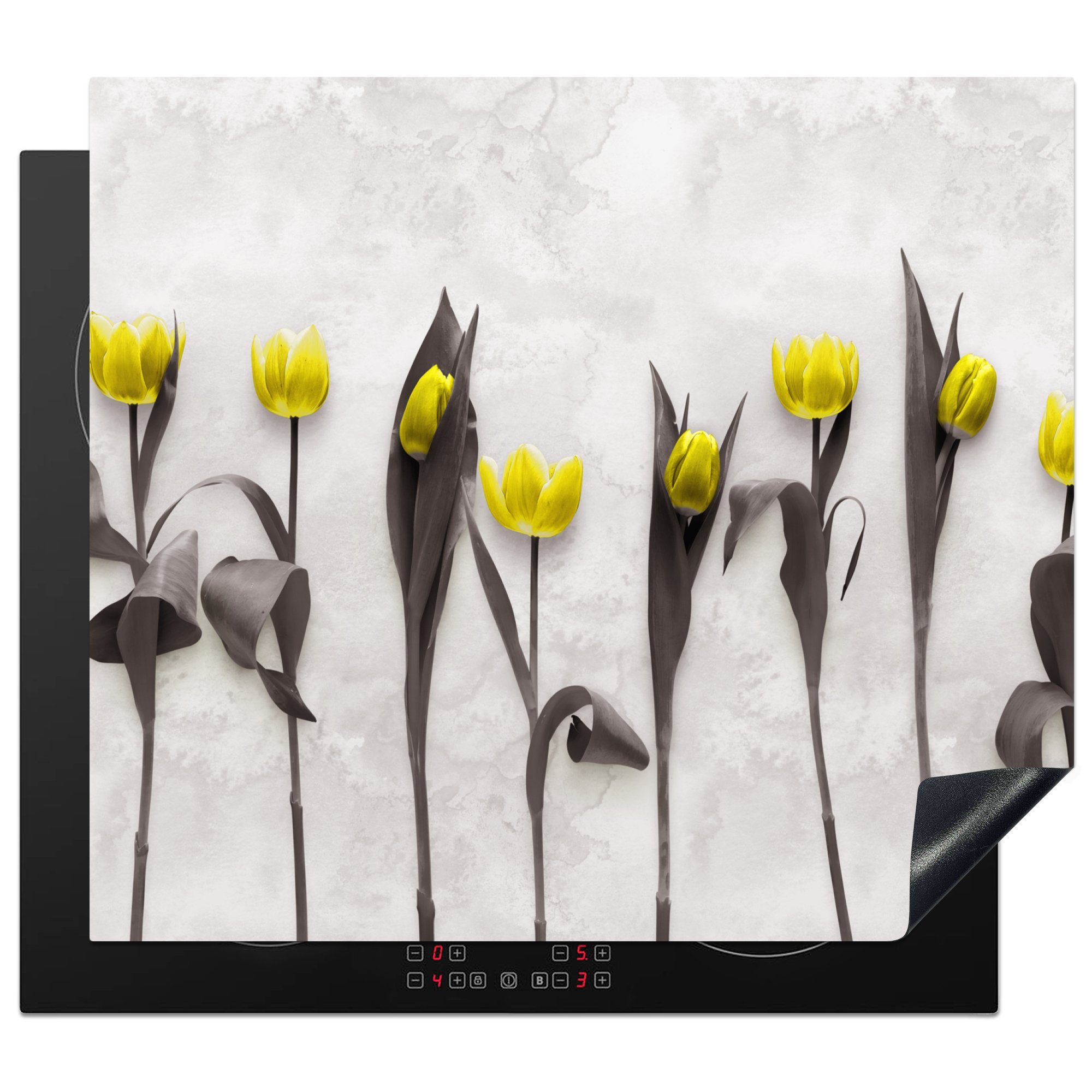 MuchoWow Herdblende-/Abdeckplatte Blumen Tulpen Induktionsmatte - die Vinyl, 59x52 (1 tlg), - küche, Marmor, cm, für Ceranfeldabdeckung