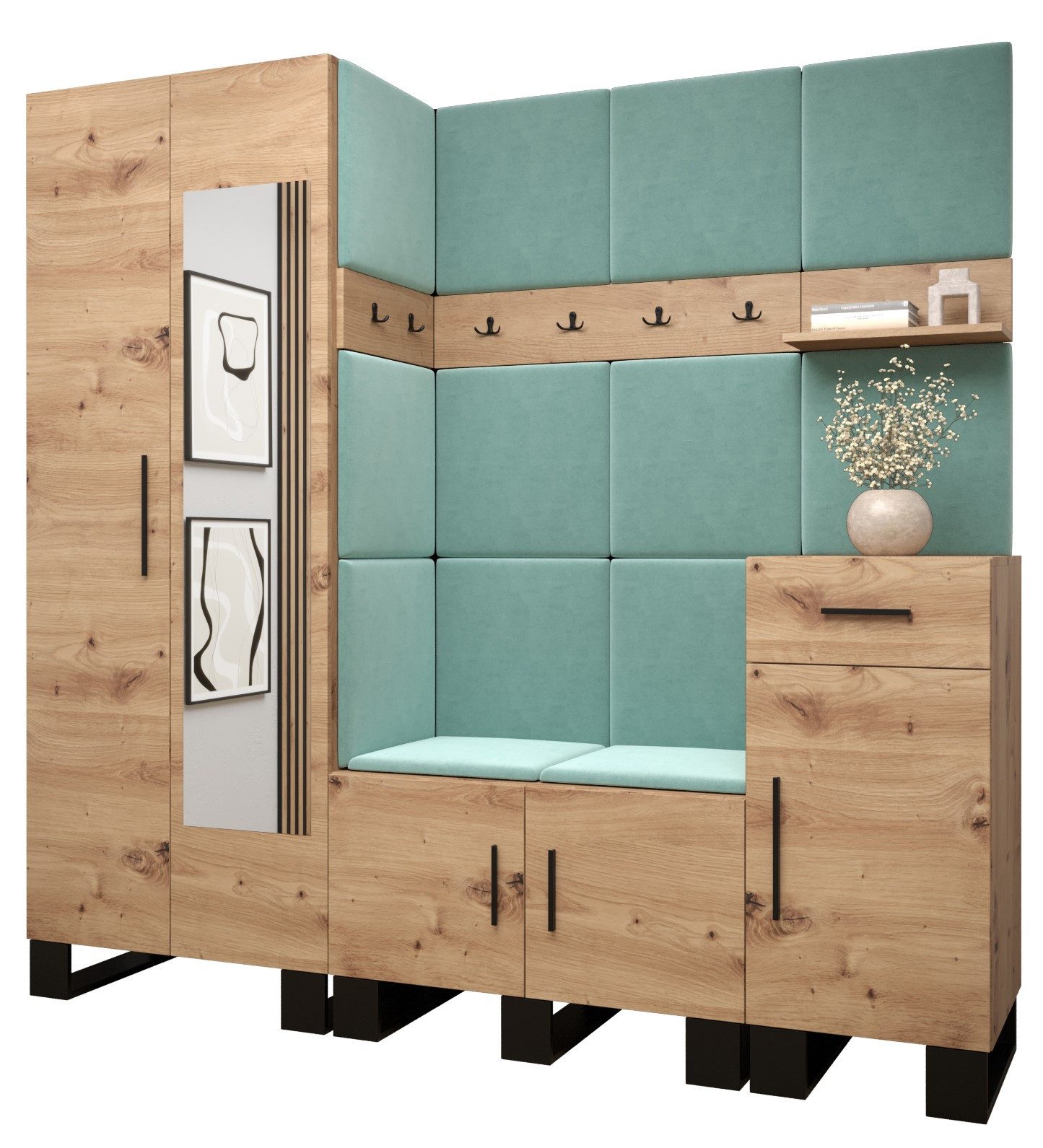 ABIKS MÖBEL Garderoben-Set ARTIN Set 13 Garderobe mit gepolsterten Paneelen günstig online kaufen