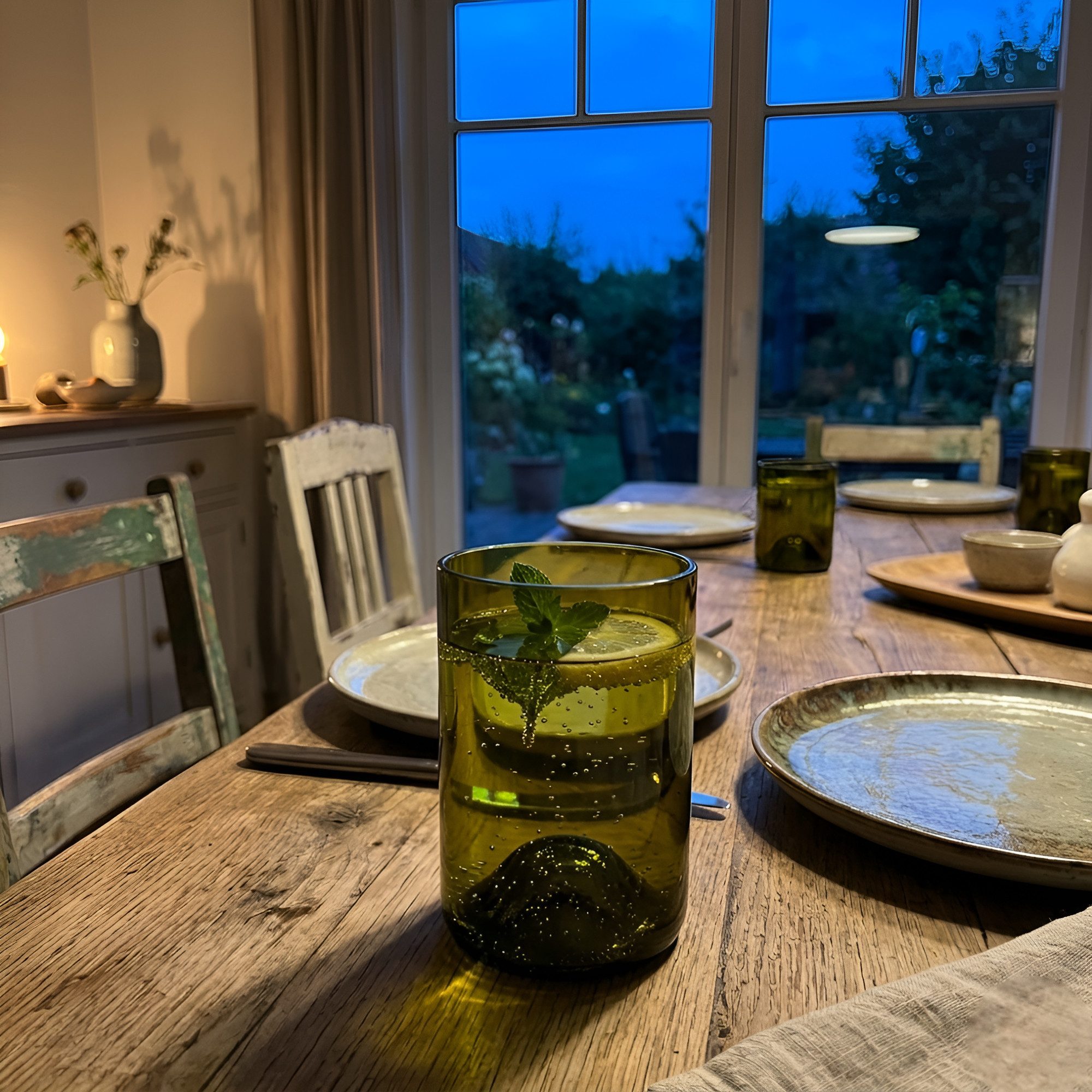 Upglassic Glas Trinkglas 300ml aus echter Weinflasche – Handgefertigtes Unikat, Upcycling-Glas aus alten Weinflaschen
