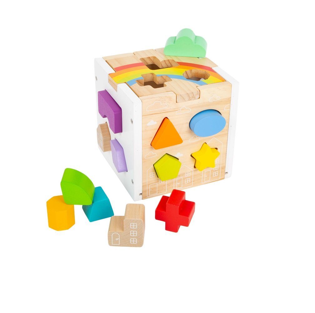 Small Foot Motorikwürfel Sortierbox Regenbogen Steckwürfel 12m+