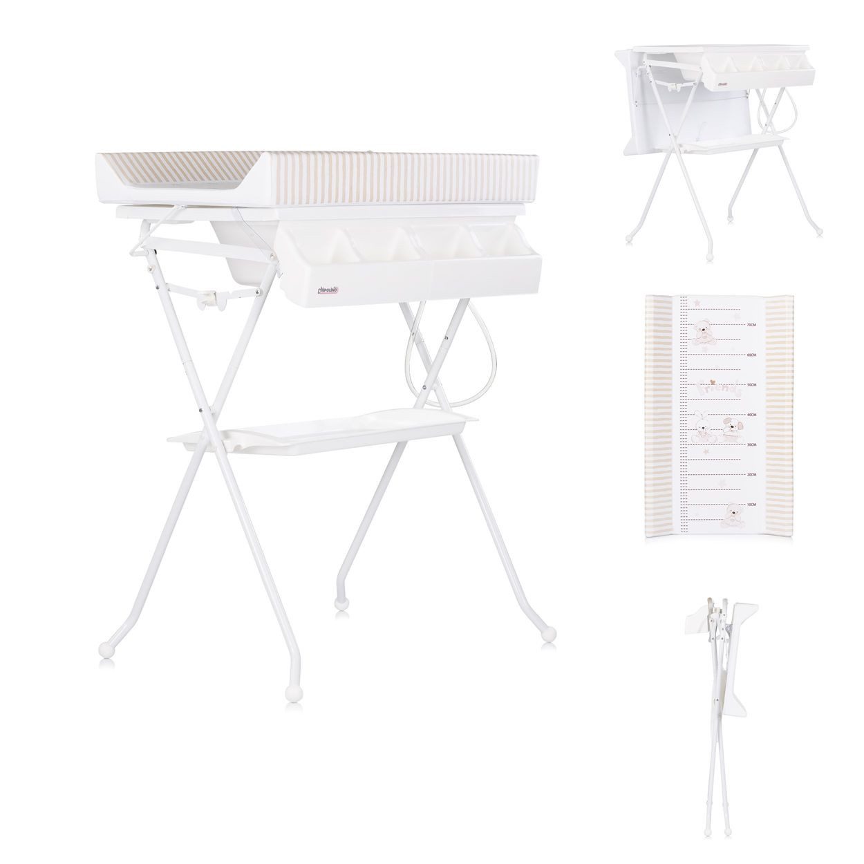 Chipolino Babybadewanne Babywanne Wickeltisch Aqua, Aqua Zubehörfach klappbar Ständer Stopfen