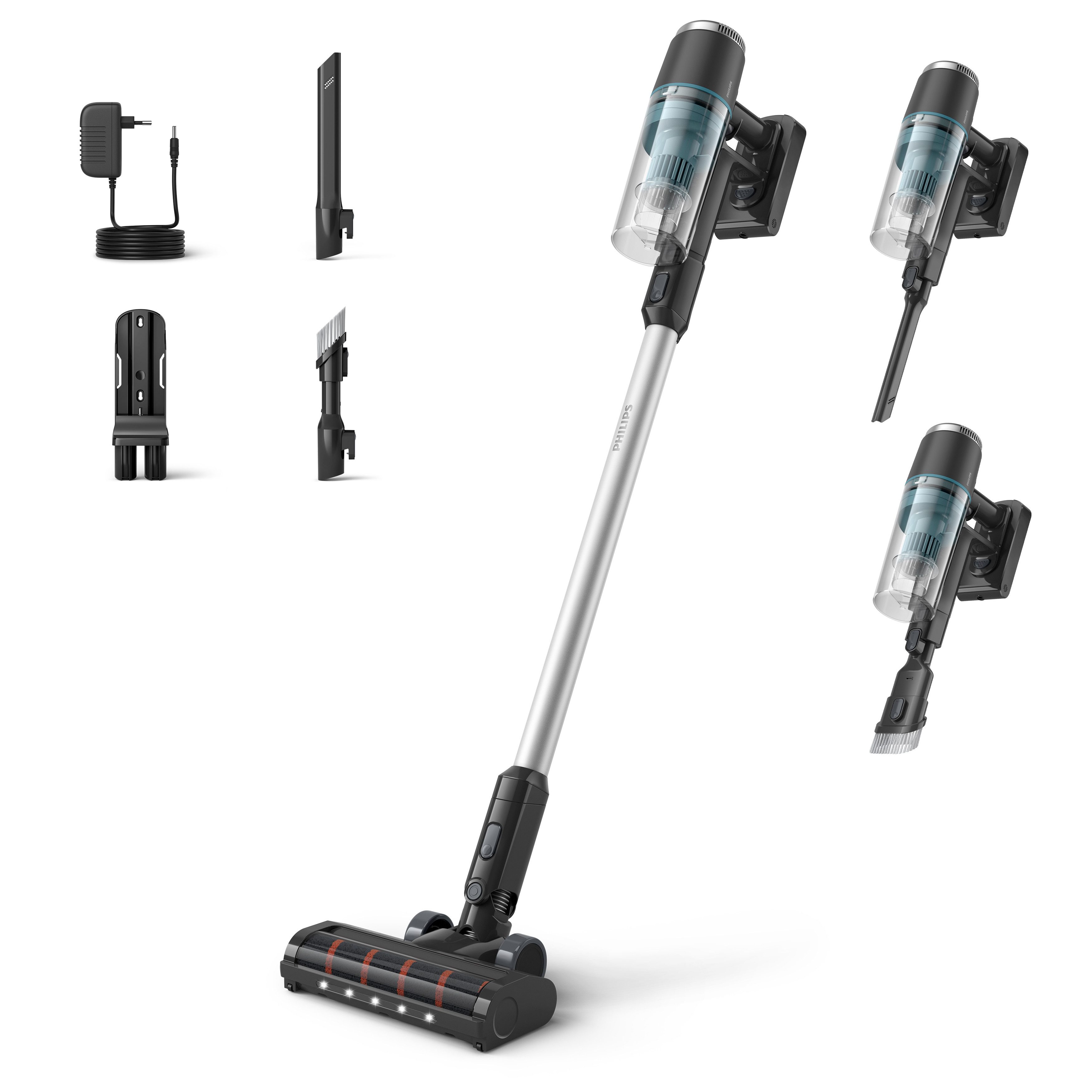 Philips Akku-Hand-und Stielstaubsauger XC3031/01 3000 Series “Staubentdecker”, 50,4 W, beutellos, mit bis zu 60 Minuten Laufzeit und zwei Zubehörteilen