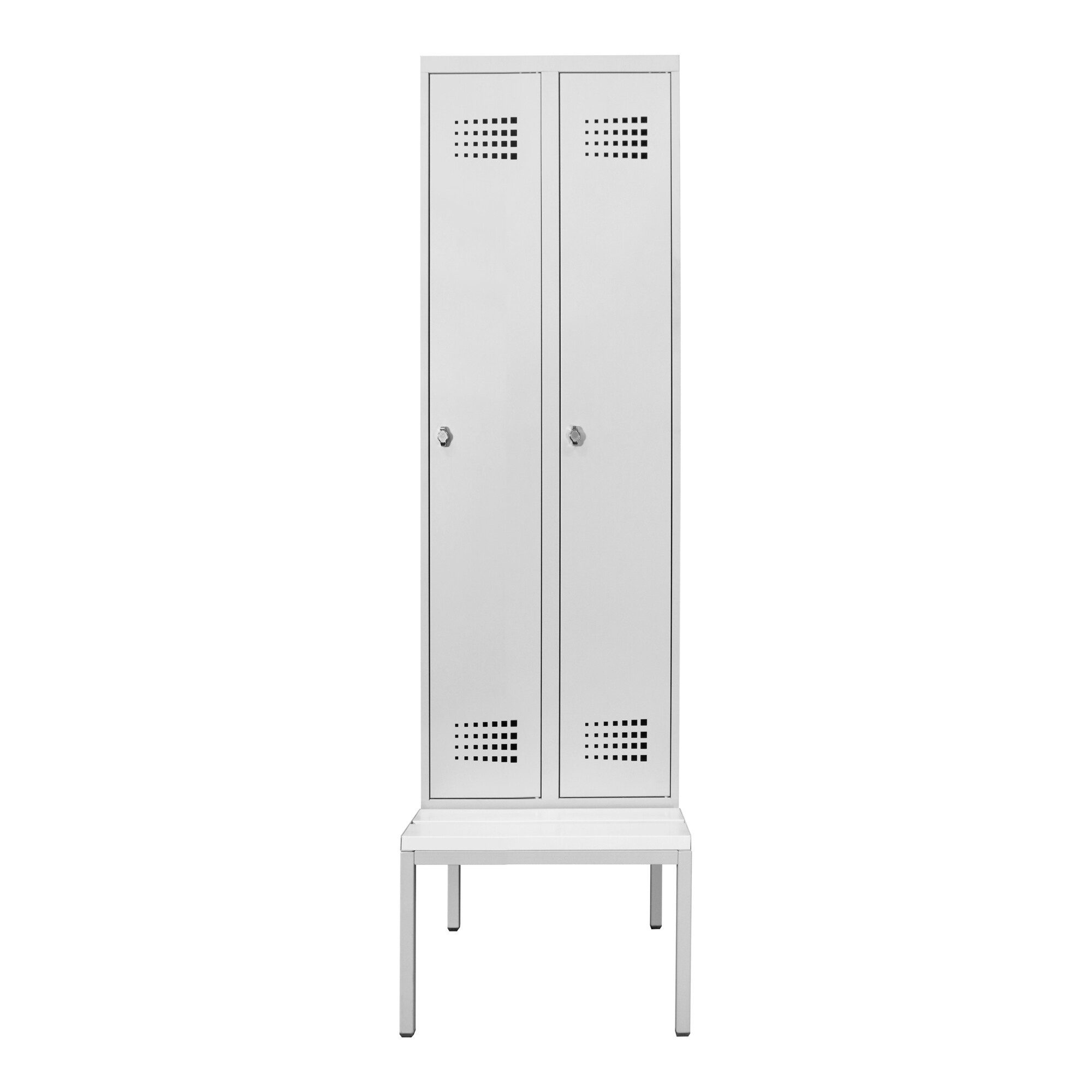 Stier Garderobenschrank STIER Garderobenspind Premium mit Sitzbankuntergestell 2 Abteile Drehr