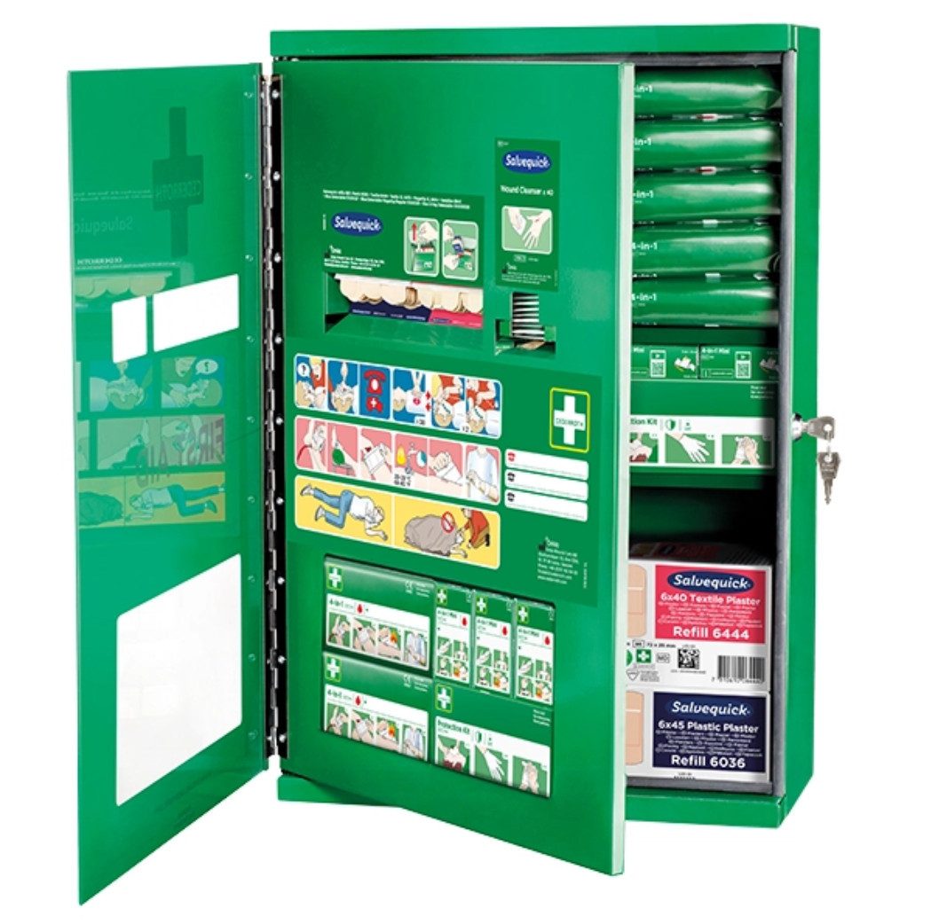 Cederroth Erste-Hilfe-Set Cederroth Erste-Hilfe-Schrank Doppeltür, (Notfall Schrank Arbeit, 1 St), Komplett gefüllt, für schnellen Zugriff