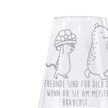 Mr. & Mrs. Panda Weißweinglas Schildkröte Maus - Transparent - Geschenk, Hochwertige Weinaccessoire, Premium Glas, Einzigartig graviert