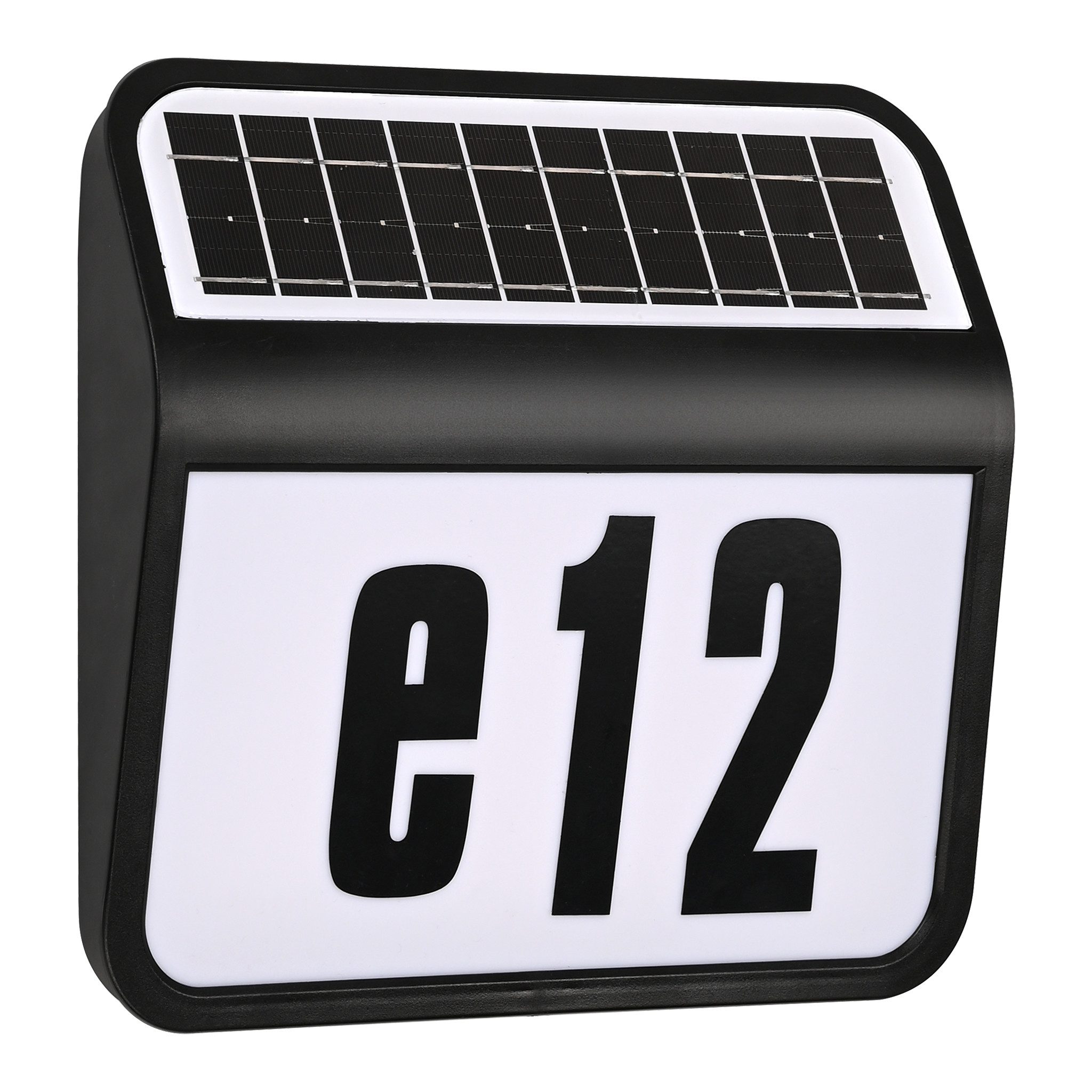 FIVMEN Hausnummer Hausnummernleuchte Beleuchtete Solar mit LED Beleuchtung, Hausnummer aus Edelstahl mit Dämmerungsschalter