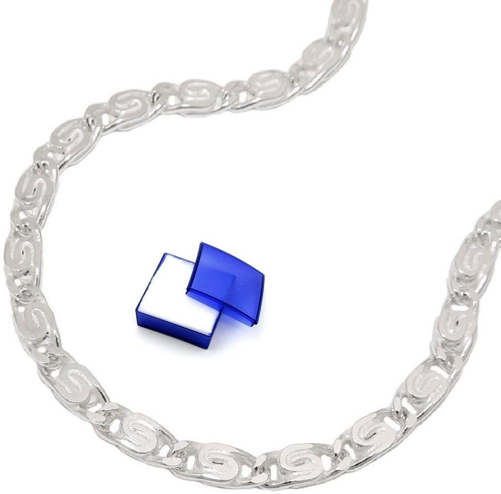 unbespielt Gliederarmband Armband 3,2 mm S-Panzerkette flach diamantiert 925 Silber 21 cm, Silberschmuck für Damen und Herren