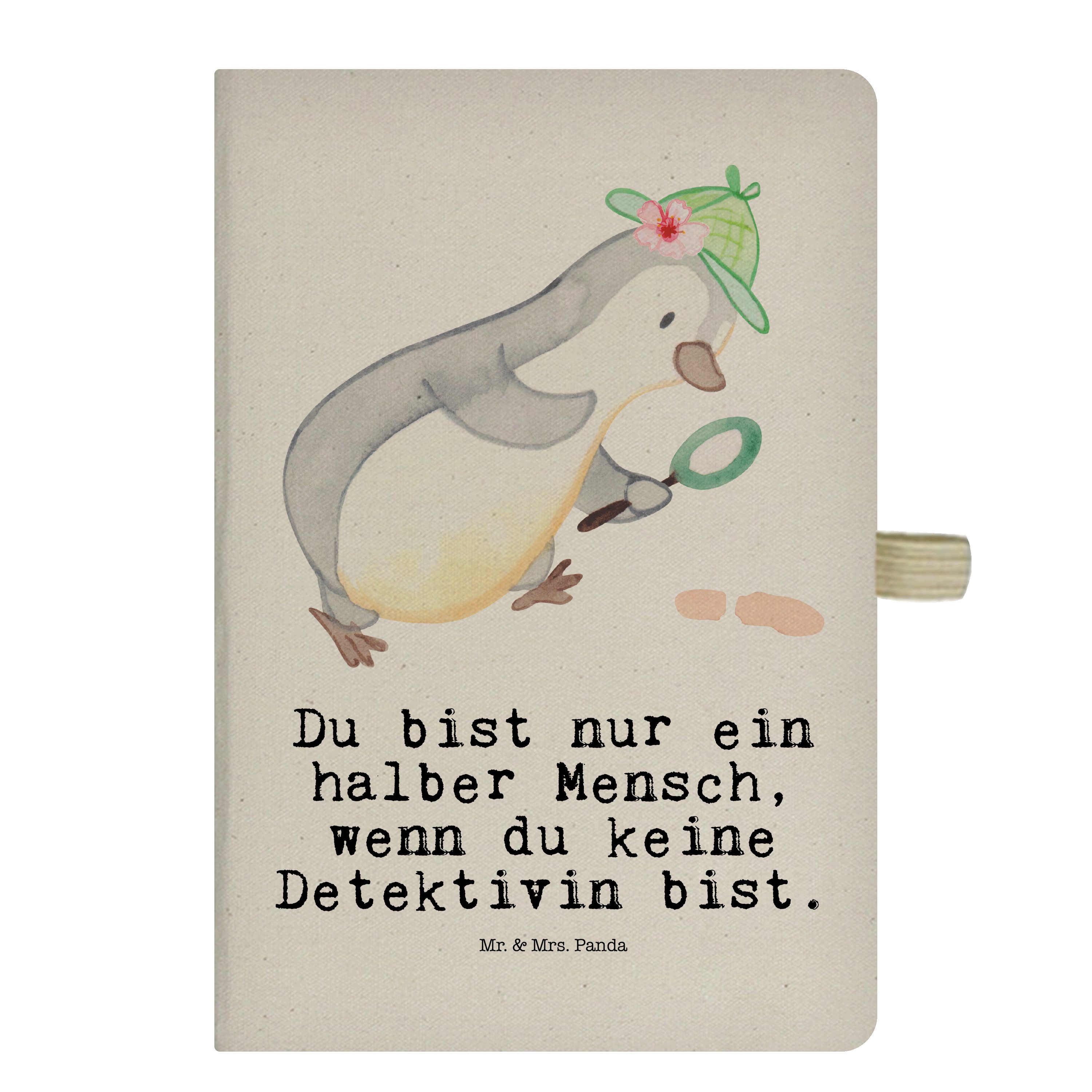 Mr. & Mrs. Panda Notizbuch Detektivin mit Herz - Transparent - Geschenk, Agentin, Kladde, Schrei Mr. & Mrs. Panda