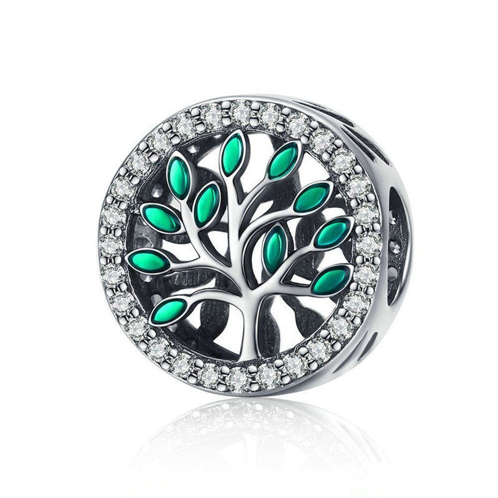 PANDACHARMS Bead Lebensbaum im Strahlenkranz Charm für Charm Armband, 925er Silber