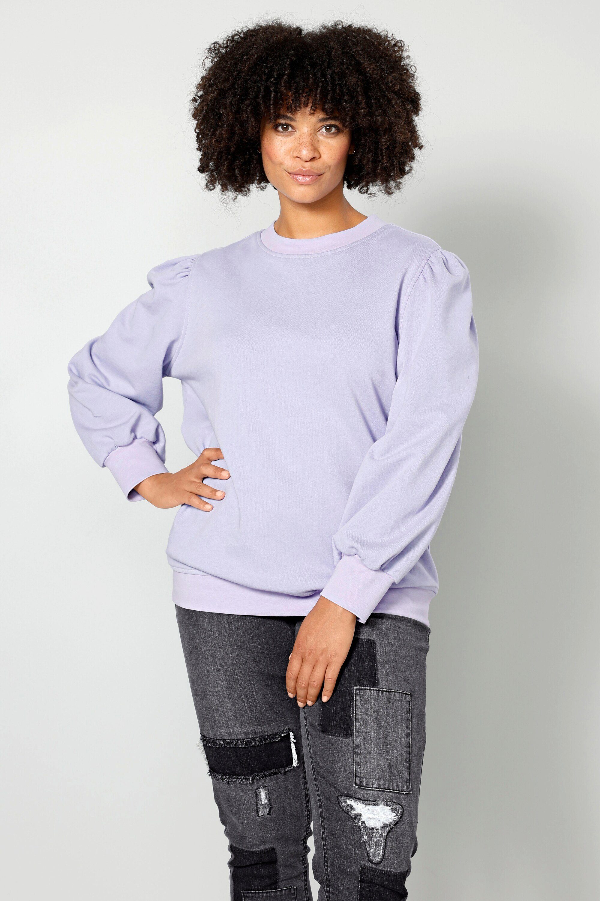 Sara Lindholm Sweatshirt Sweatshirt Regular Fit Rundhals weite Puffärmel