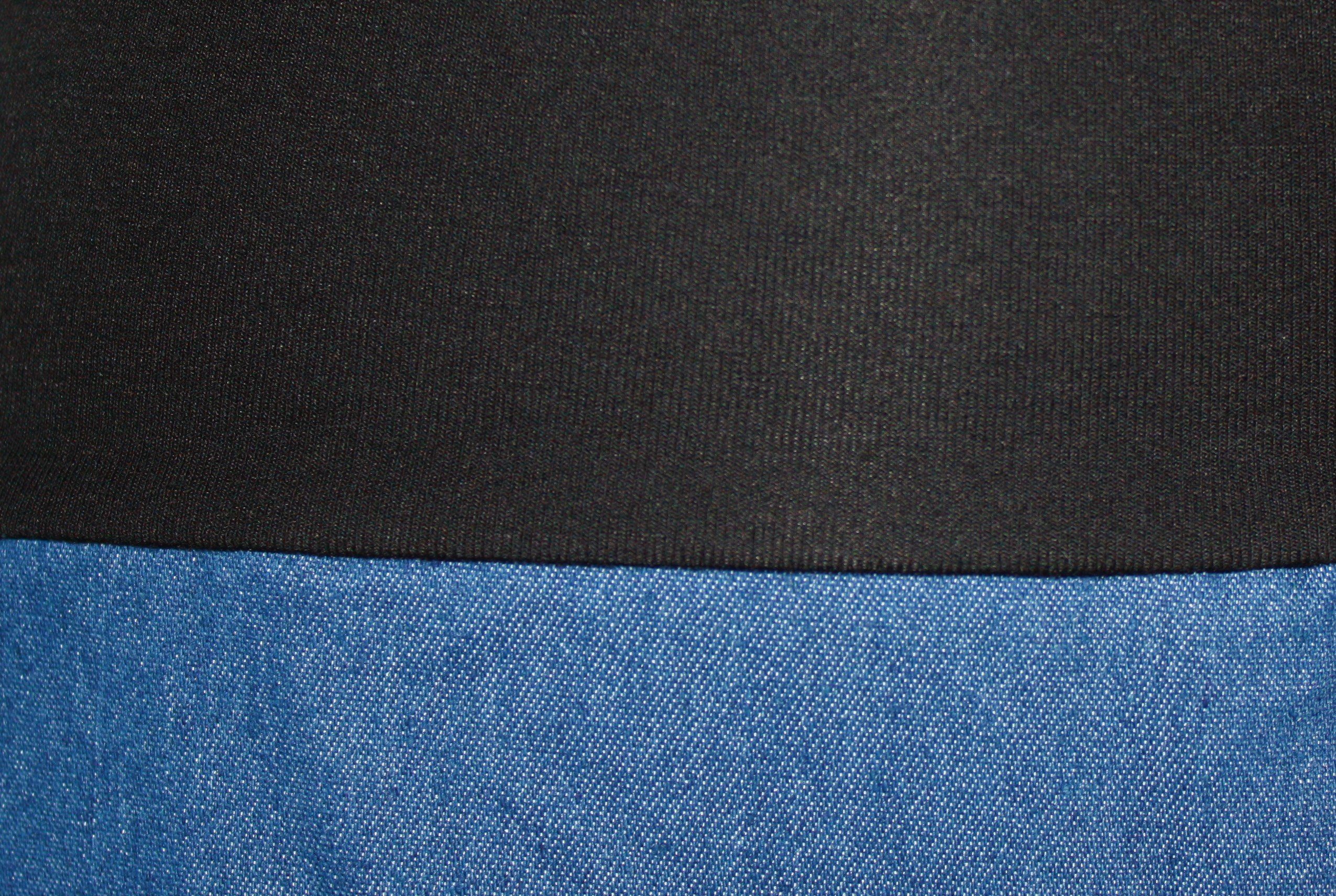 dunkle design Jeansrock Mini 46cm elastischer Blau A-Linie Bund