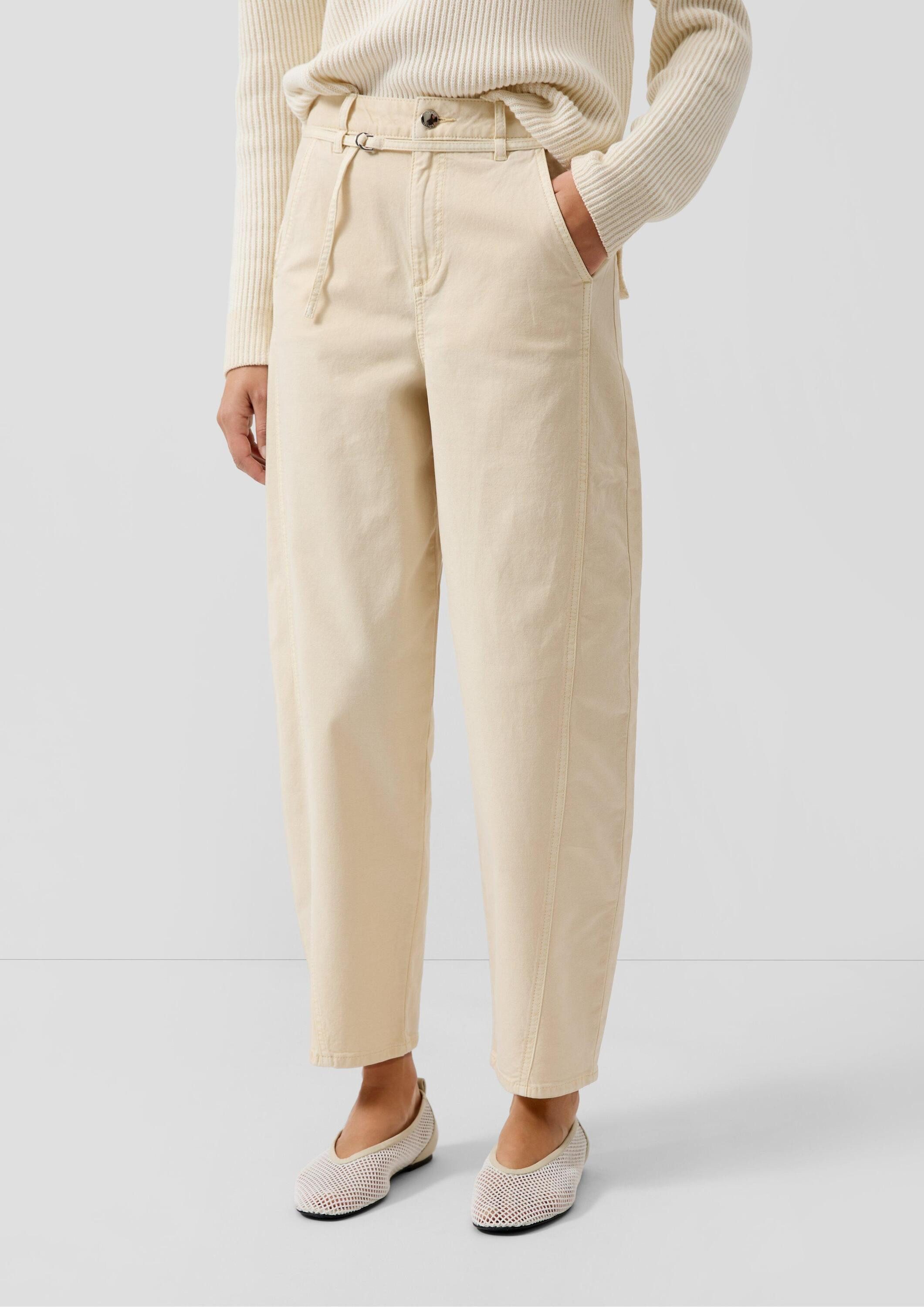 s.Oliver 7/8-Hose Hose Cropped Barrel Leg Hose aus Interlockjersey