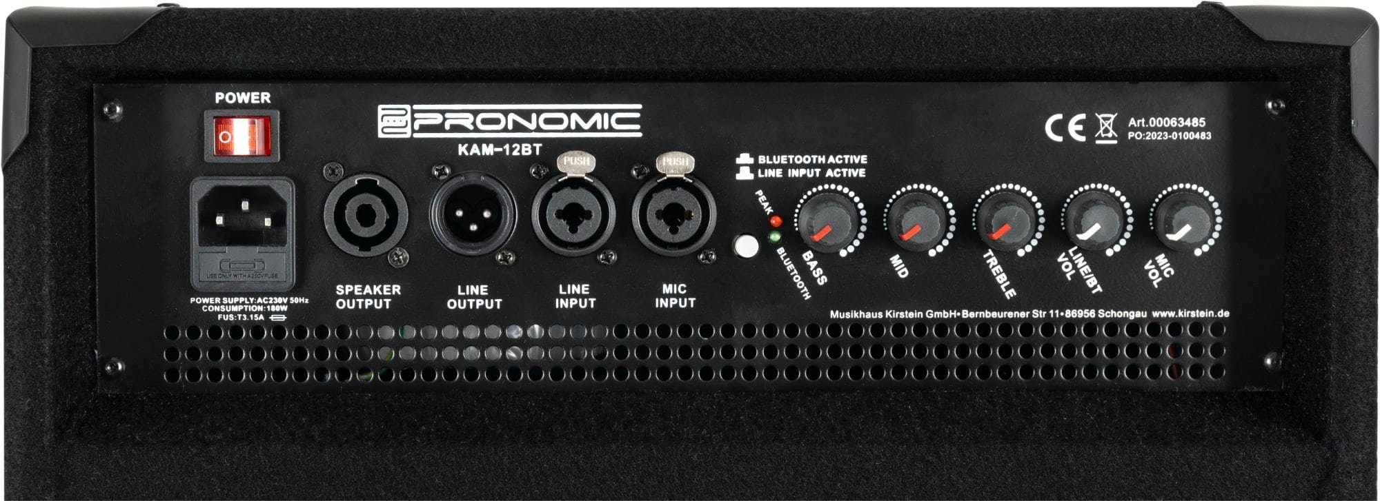 Pronomic KAM-12BT Aktiver 120 im Bühnenmonitor 2-Wege-Multifunktionsbox Lautsprecher Wedge-Format) (Bluetooth, W