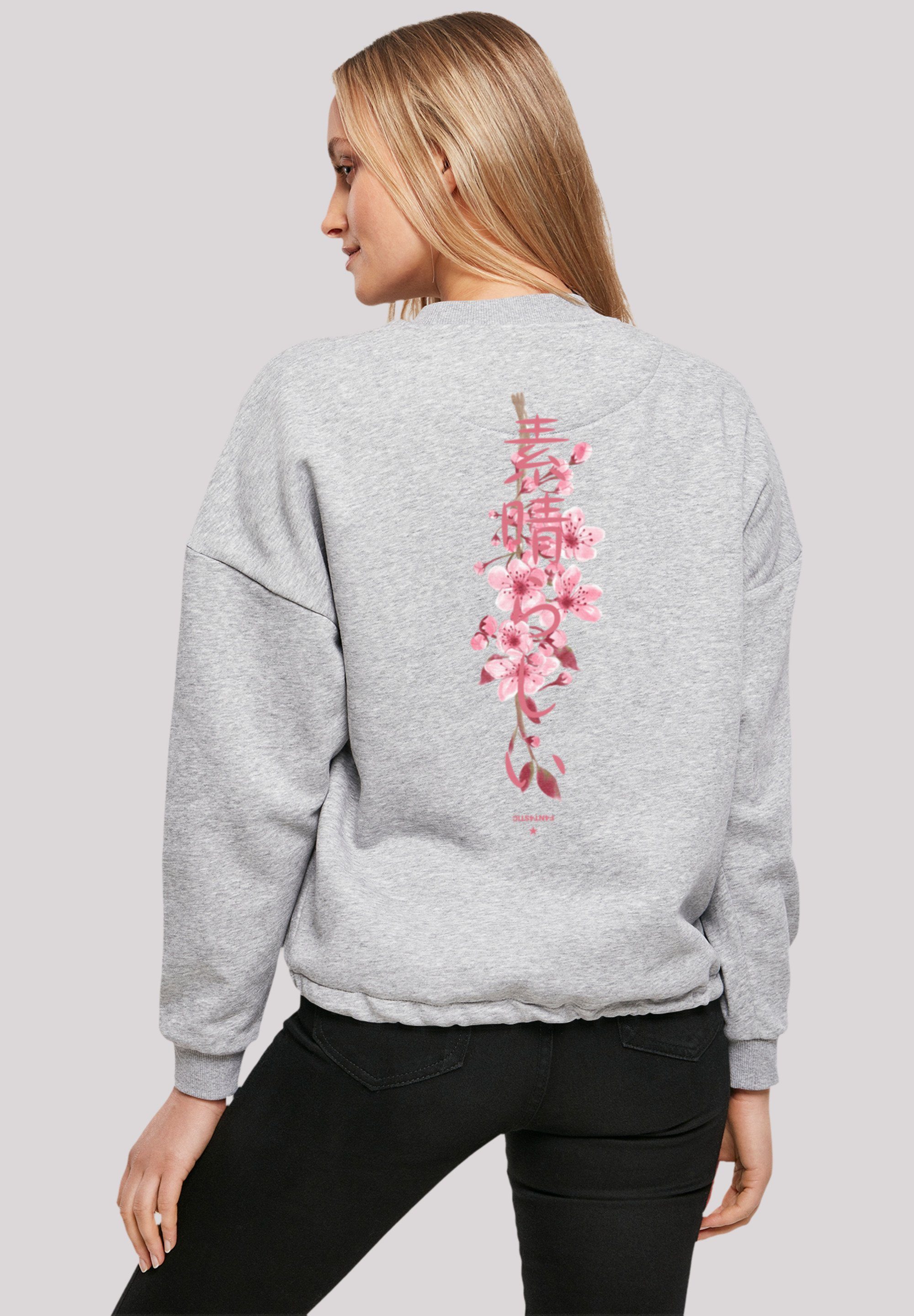 F4NT4STIC Sweatshirt Kirschblüte Japan Print heather grey
