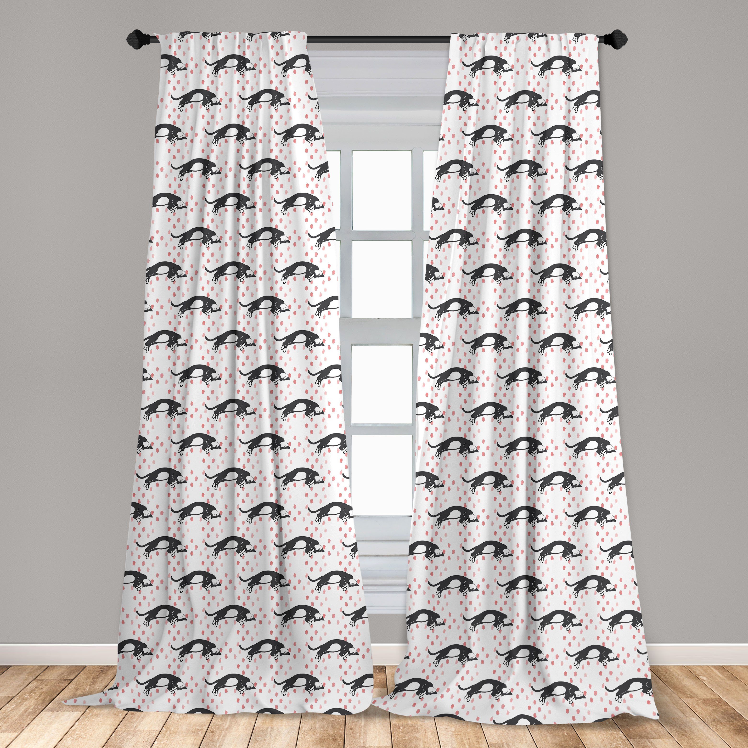 Gardine Vorhang für Schlafzimmer Katzen Abakuhaus, Microfaser, Cat Sleeping Cartoon Dekor, Wohnzimmer