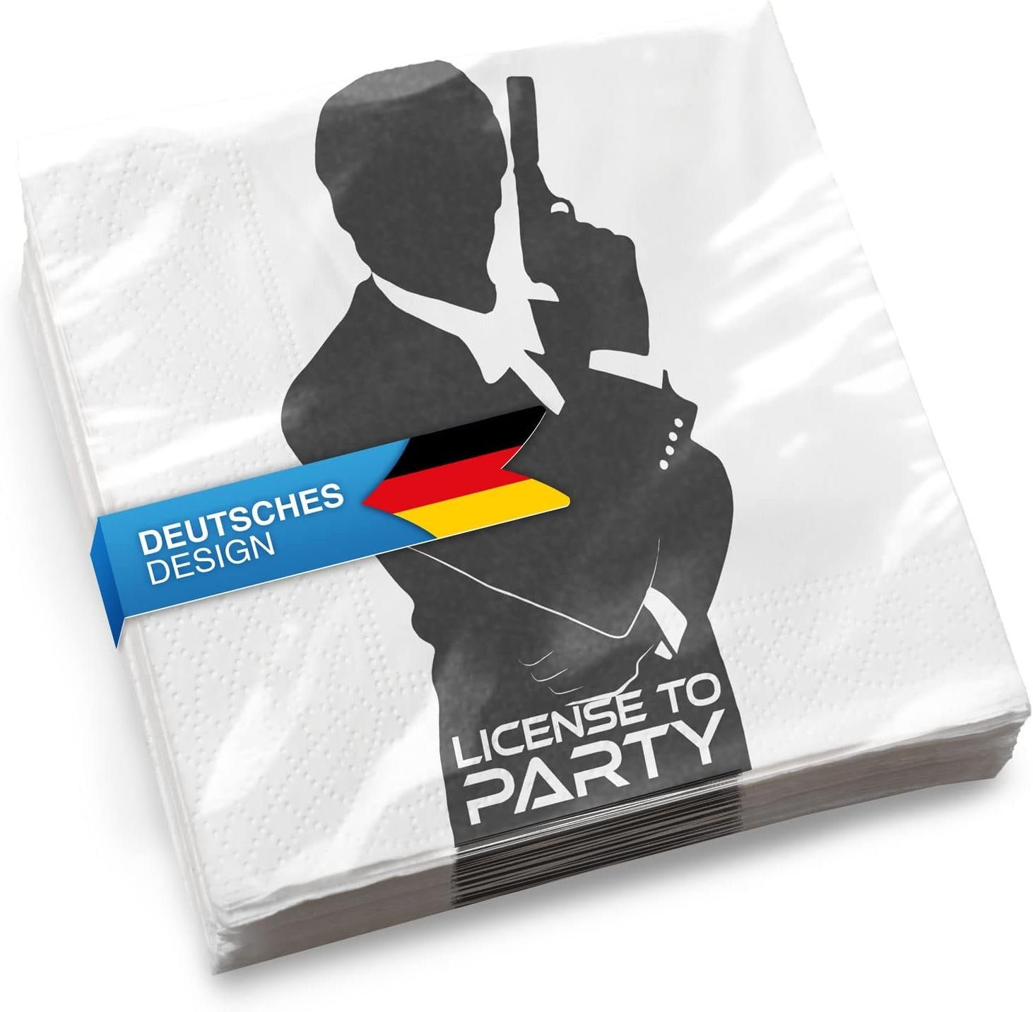 Goods+Gadgets Papierserviette Geheim-Agent Papierservietten – Motto Party für Kinder & Erwachsene, (Partygeschirr Motto-Party, Papiertücher), Geheim-Agent