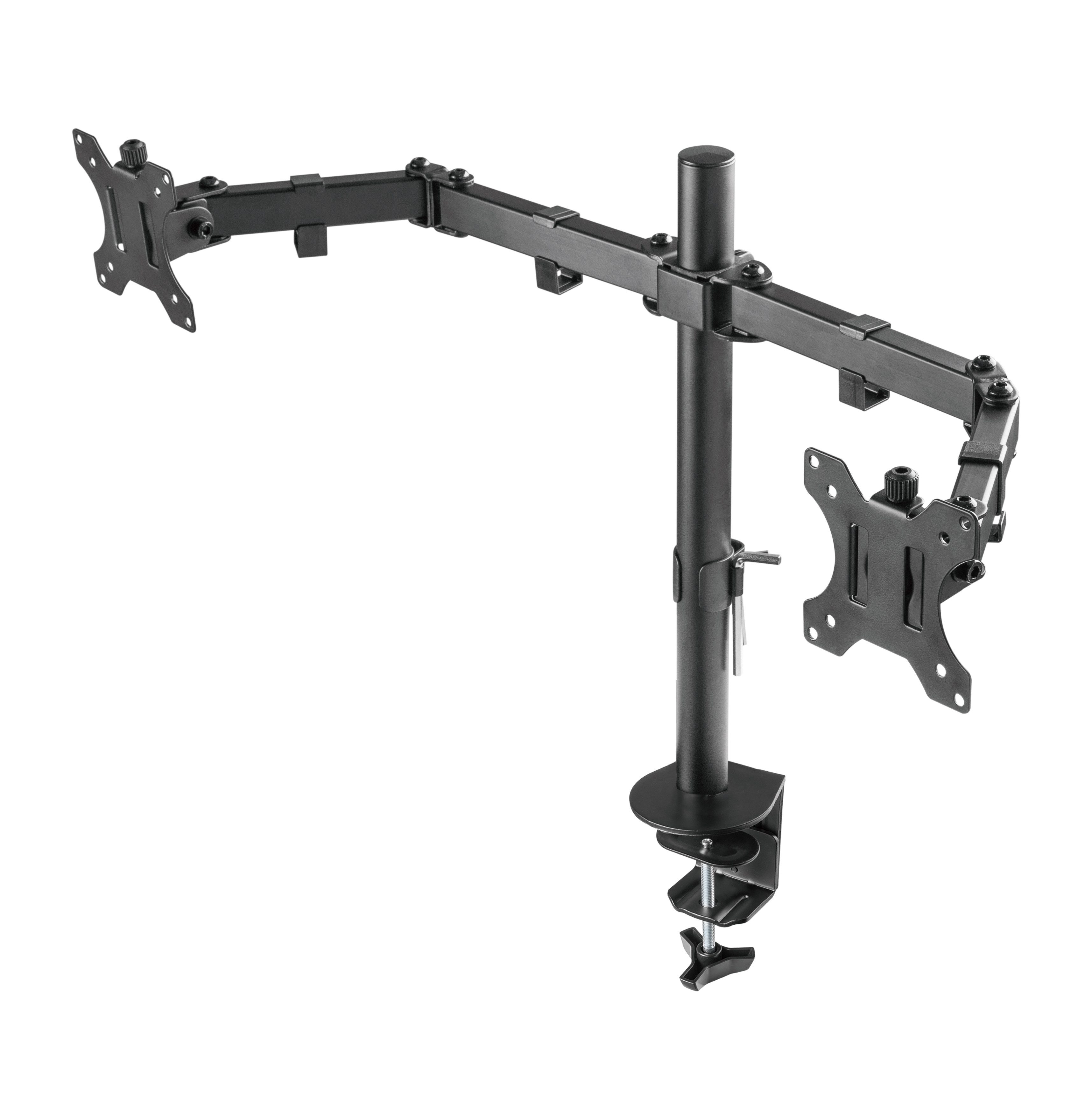 RICOO Monitor-Halterung Höhenverstellbare Monitor Tischhalterung neigbar schwenkbar TS6711, (bis 27 Zoll, VESA 75x75 und 100x100, 1-tlg., 2 x 8 kg Belastbarkeit, von 33-68 cm (13"-27) Bildschirm-Diagonale, Tischhalterung 2 Monitore schwenk- und neigbar, höhenverstellbar)
