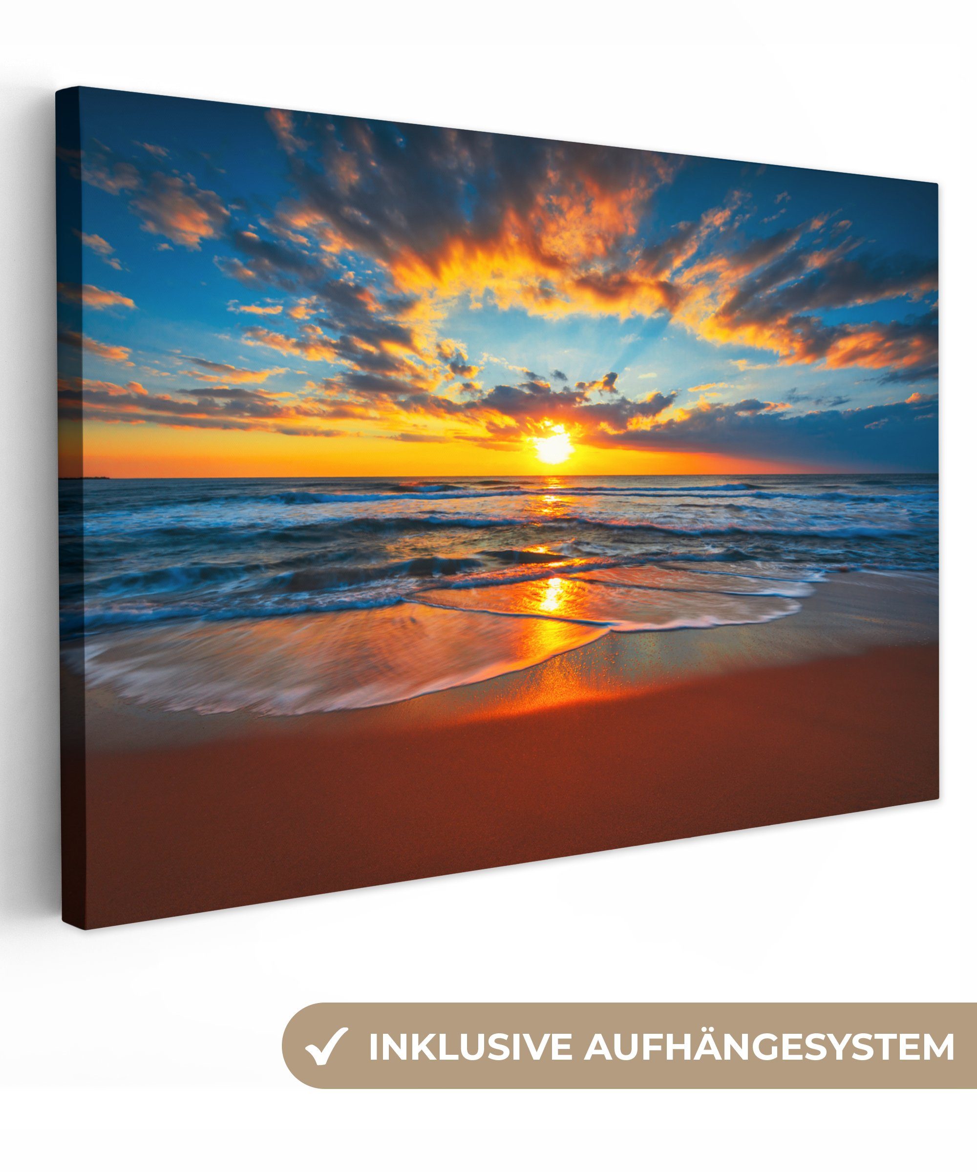 OneMillionCanvasses® Leinwandbild Meer - Sonnenuntergang - Strand - Wolken günstig online kaufen