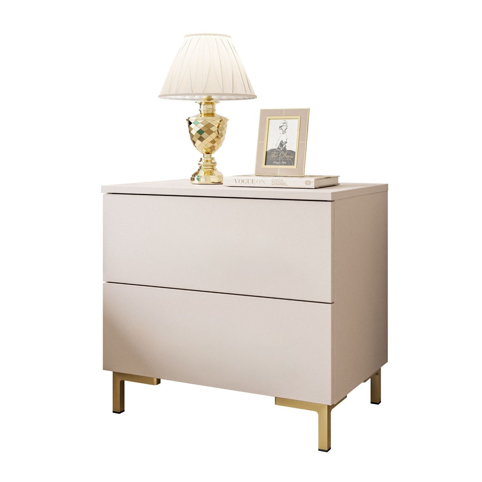 Lookway Nachttisch LINA Kaschmir mit LED Beleuchtung, Breite 55cm günstig online kaufen