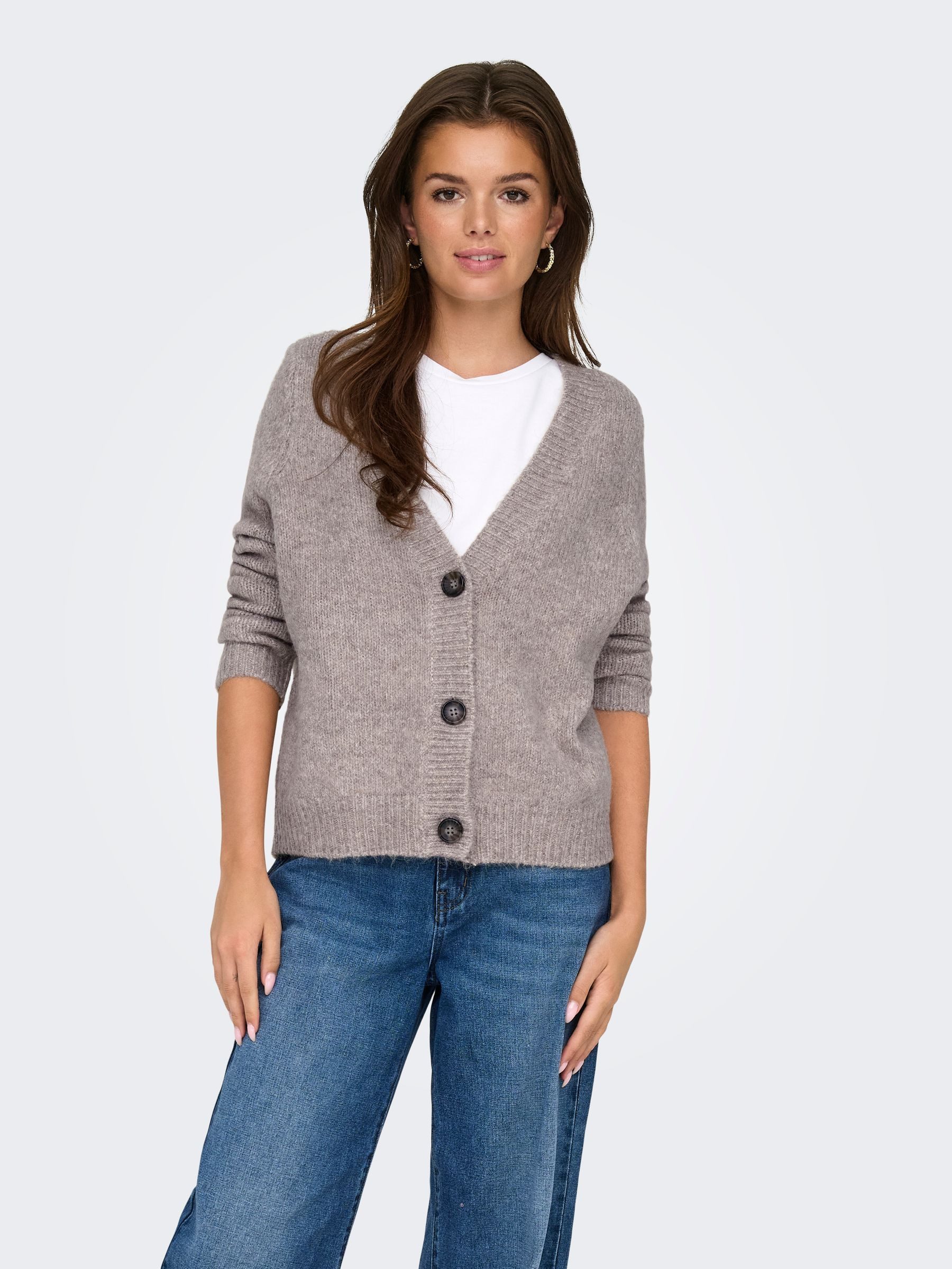 ONLY Cardigan Strickjacke Rundhals Knopfleiste langarm günstig online kaufen