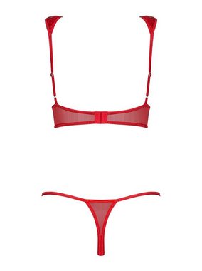 Obsessive Set: Bügel-BH BH-Set Hunteria rot aus Kunstleder Bustier + (Set)