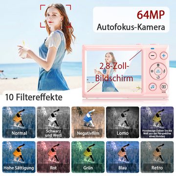 Fine Life Pro C2 Kompaktkamera (64 MP, Elektronischer Bildstabilisator, 18X Digitalzoom Fotokamera)