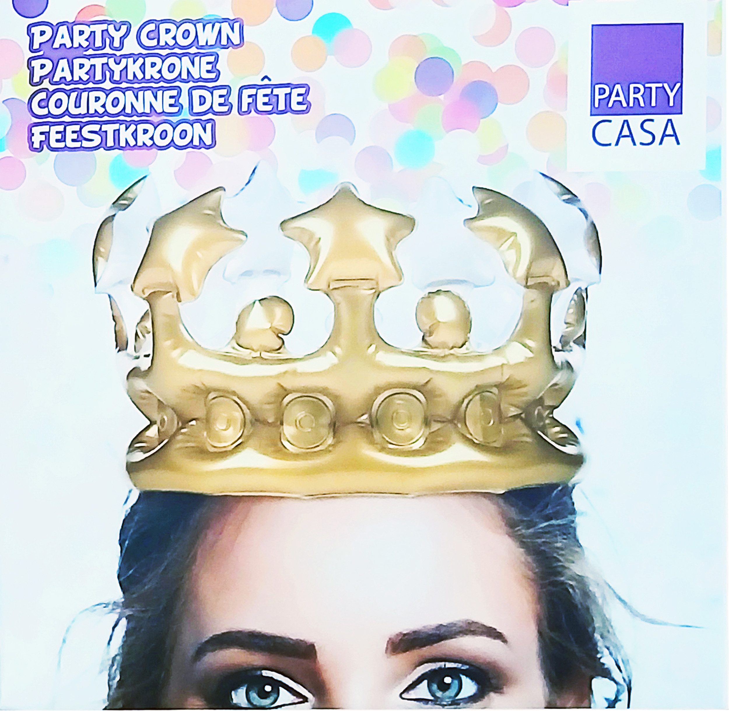 EDCO Partyanzug PARTYKRONE aufblasbar Gold Königskrone Geburtstag Spaßkrone 16, Party Krone Fasching Karneval Crown