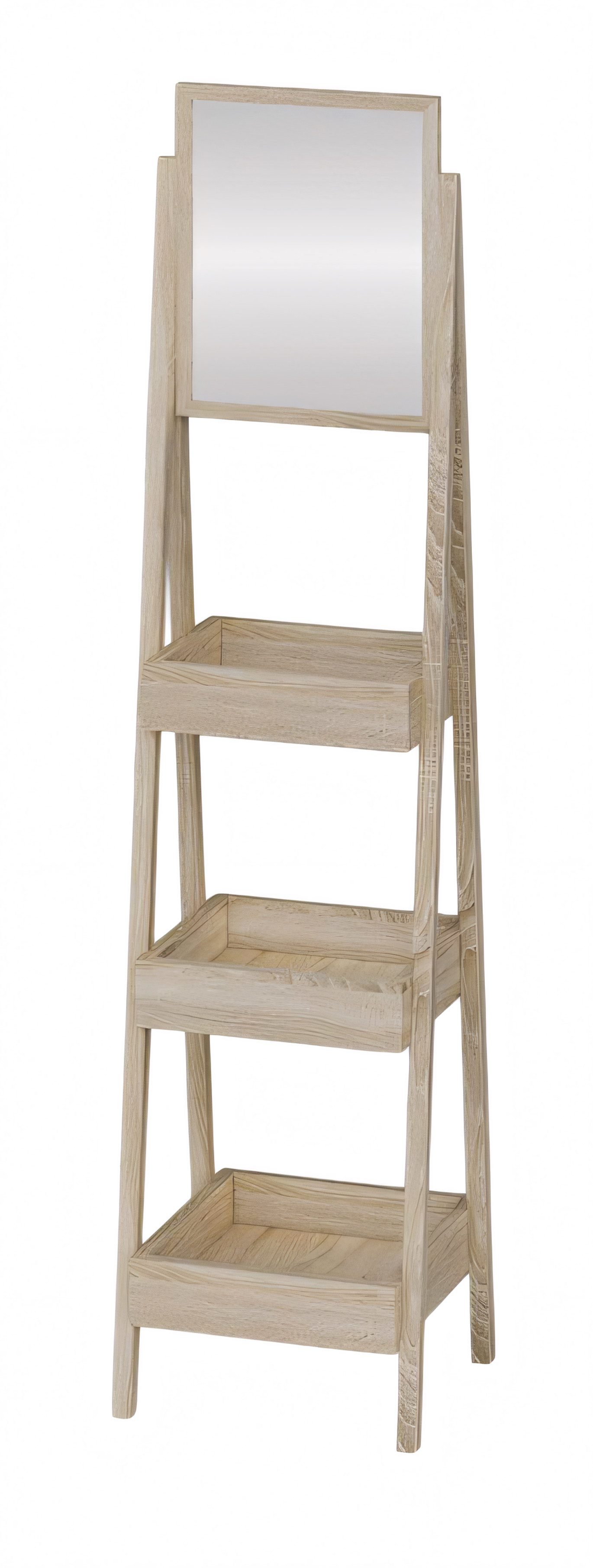 JVmoebel Standregal Elegantes Beiges Regal mit Spiegel aus Holz und Glas, Made in Europe