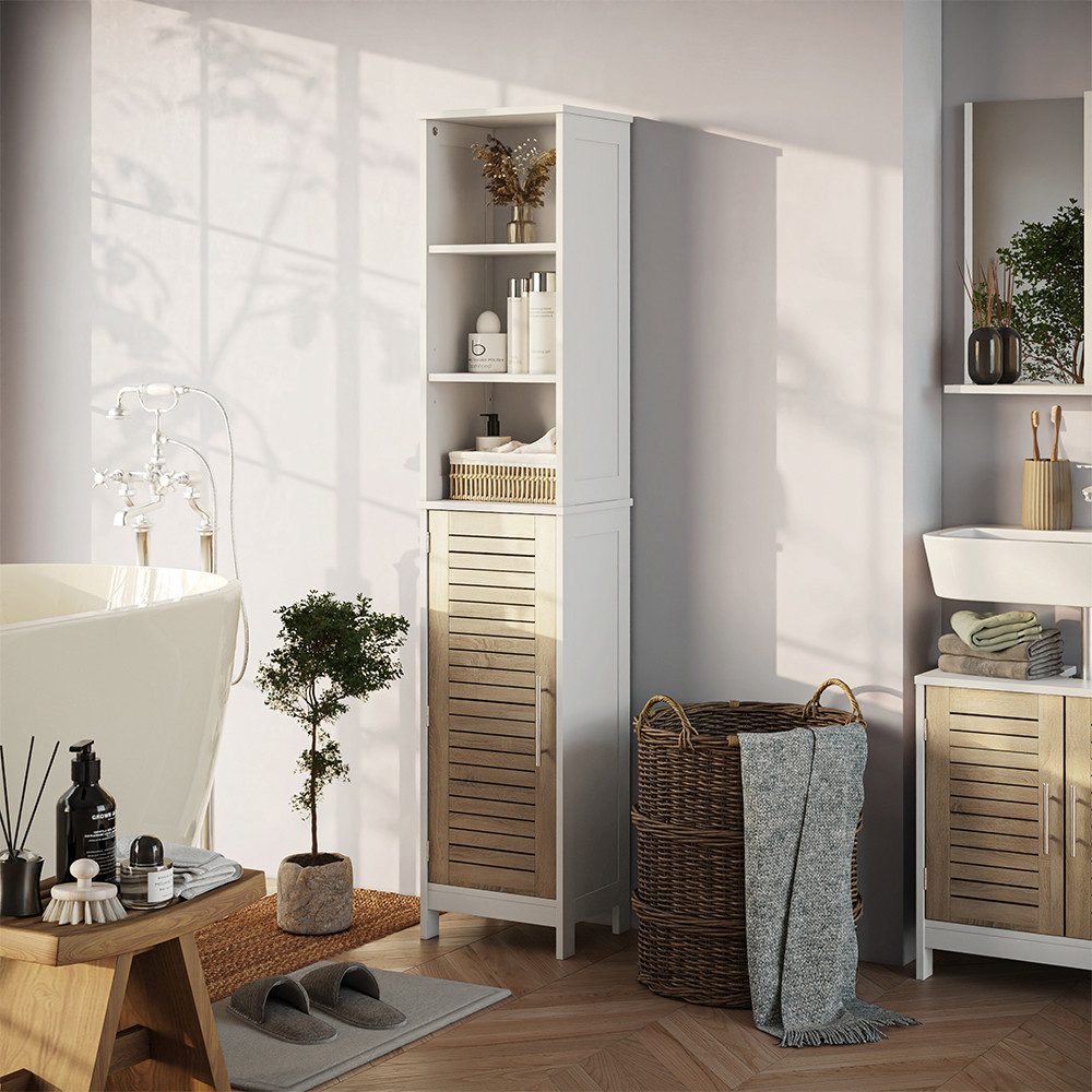 Vicco Hochschrank Looma, Weiß/Eiche, 35 x 173 cm mit 6 Fächern (1-St)