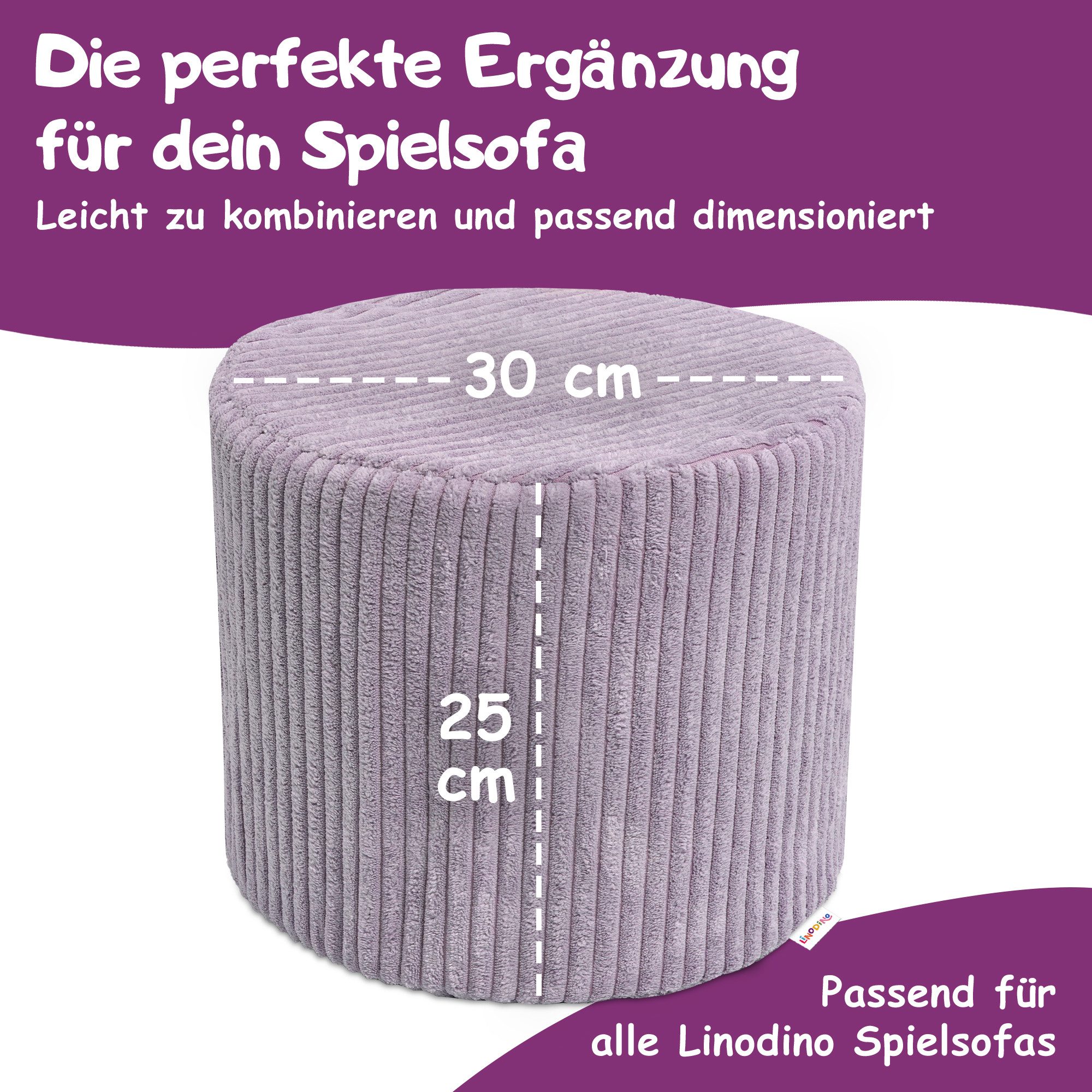 Linodino Kindersofa Knuffelpouf – gemütliches Spielsofa Add-on Bauteil zur Erweiterung