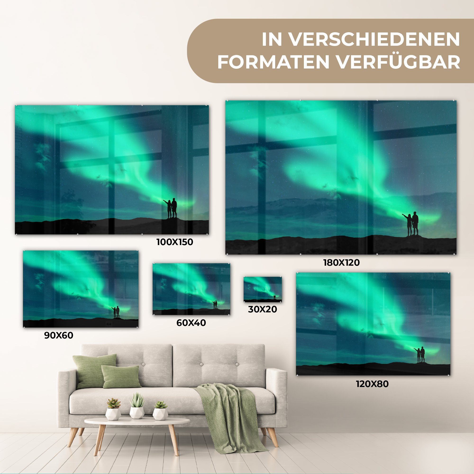 Schlafzimmer Acrylglasbilder Nordlichter - (1 Norwegen, St), & Acrylglasbild - MuchoWow Wohnzimmer Schatten