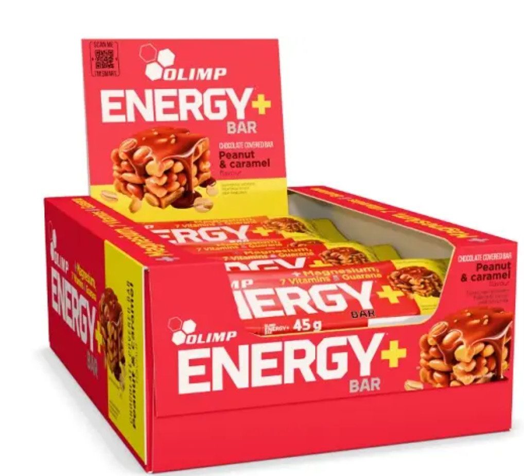 Olimp Sport Nutrition Olimp+ Bar 20x45g Peanut & Caramel RIegel Riegel, 1 er Packung à 20 St., mit Guaran, Magnesium und Vitaminen