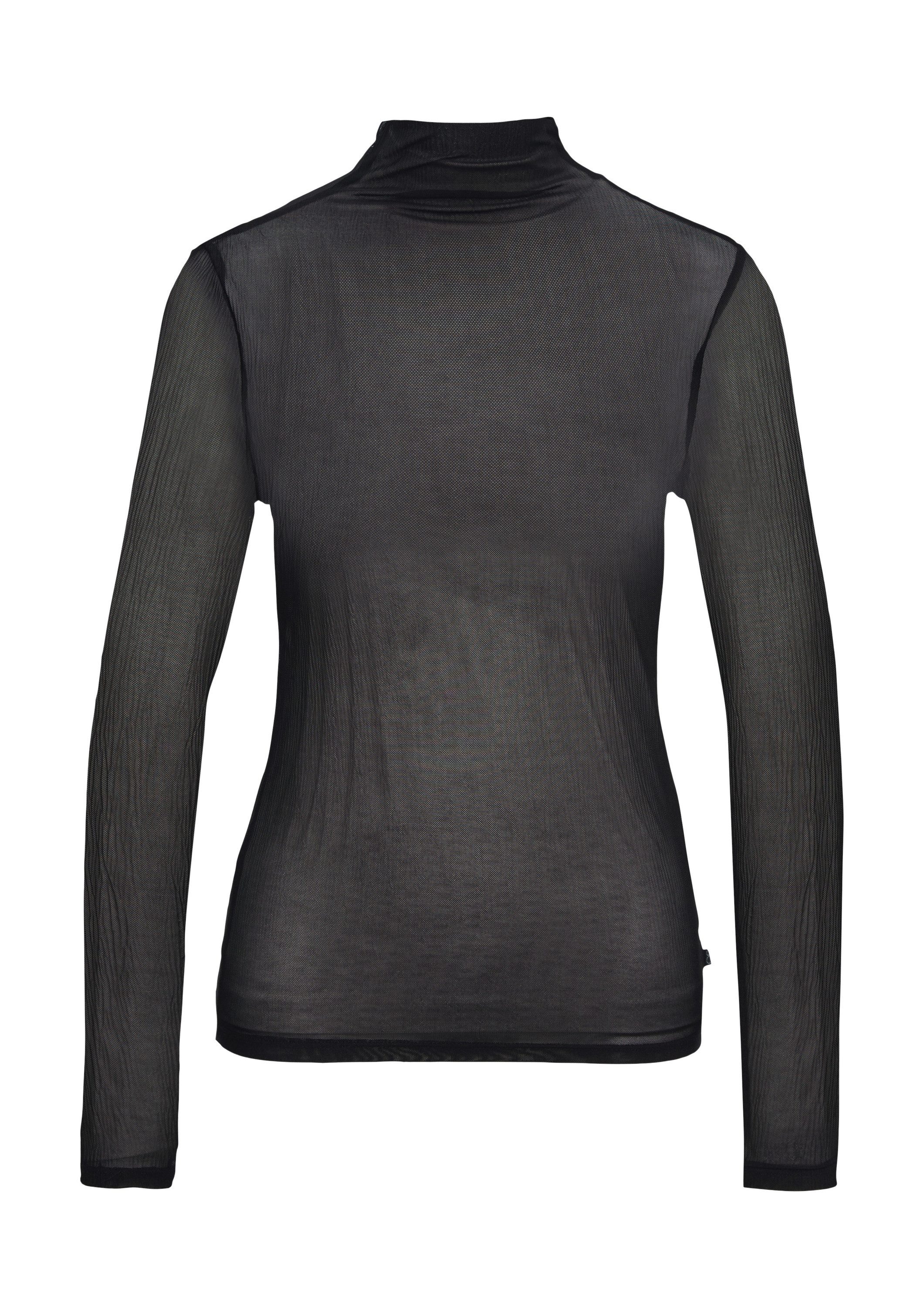QS Langarmshirt T-Shirt Meshshirt mit Stehkragen günstig online kaufen