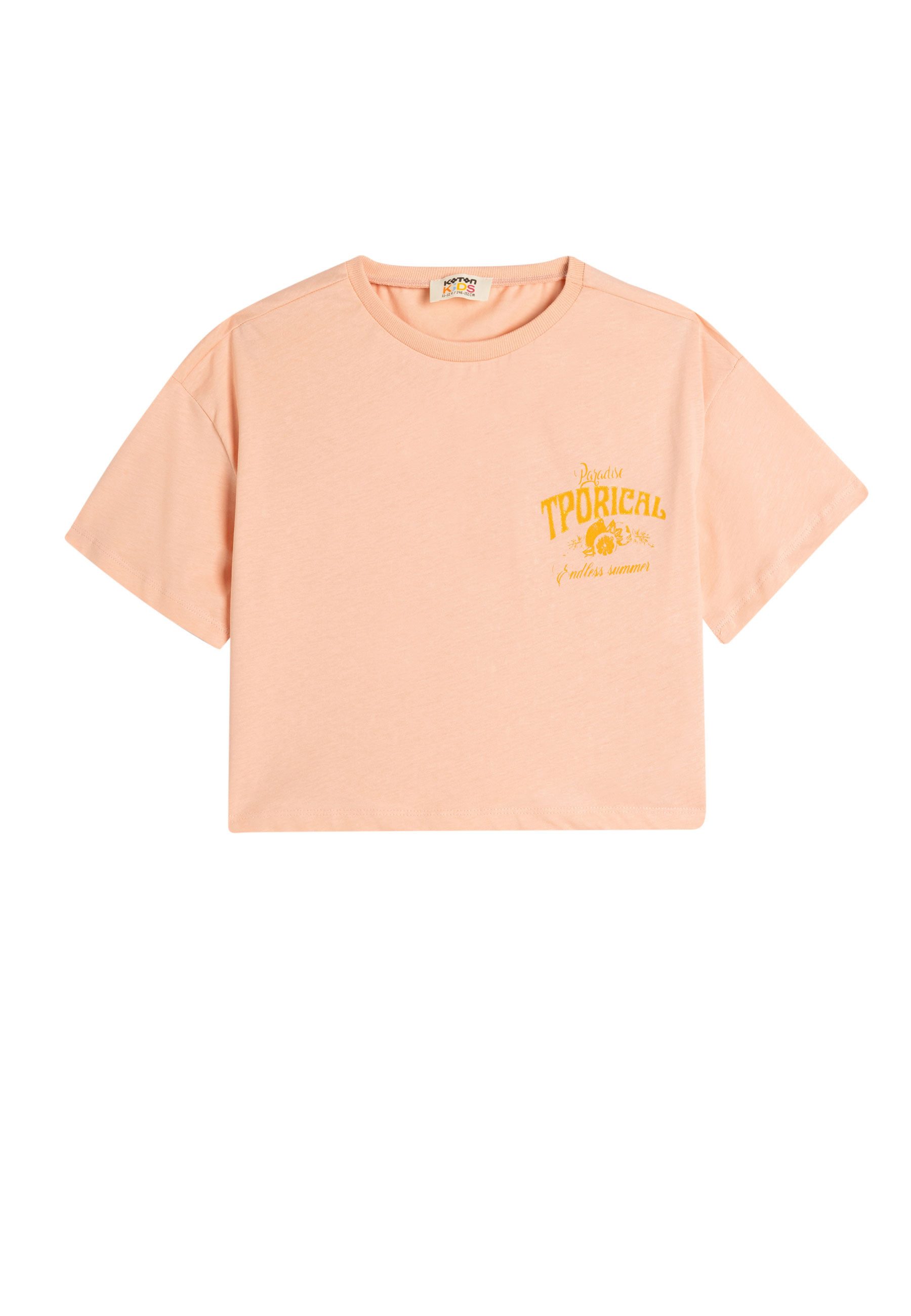 Koton T-Shirt Koton Bedrucktes Baumwoll-Crop-T-Shirt