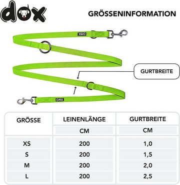 DDOXX Hundeleine Hundeleine Nylon, 3fach verstellbar, 2m, Schlepp-Führ-Leine, Grün